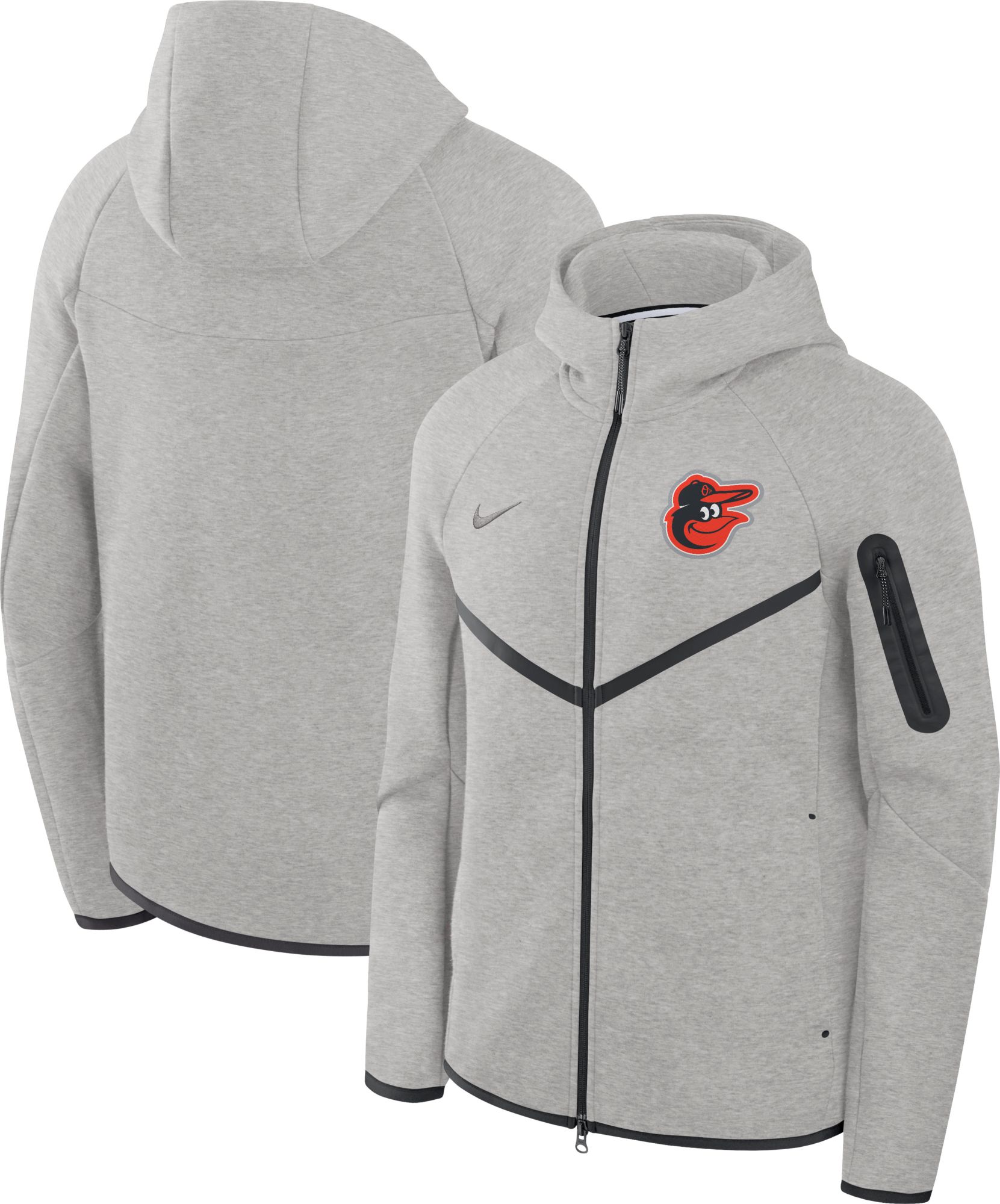 Nike Men's Baltimore Orioles Gray Tech Fleece Windrunner Full-Zip Hoodie product image