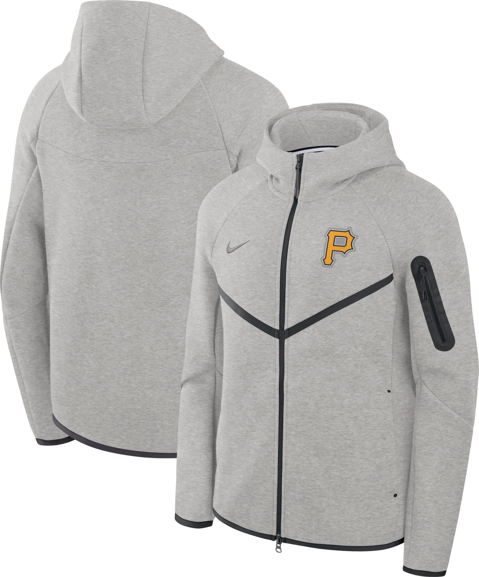 Nike Men's Pittsburgh Pirates Gray Tech Fleece Windrunner Full-Zip Hoodie product image