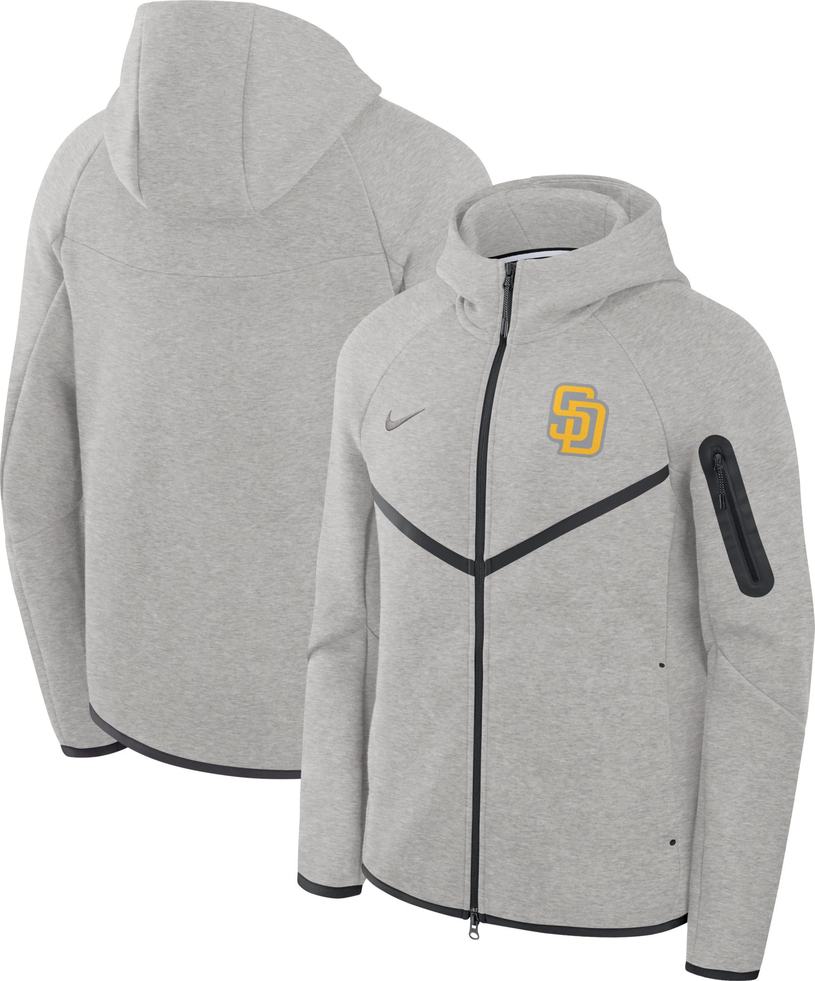 Nike Men's San Diego Padres Gray Tech Fleece Windrunner Full-Zip Hoodie product image