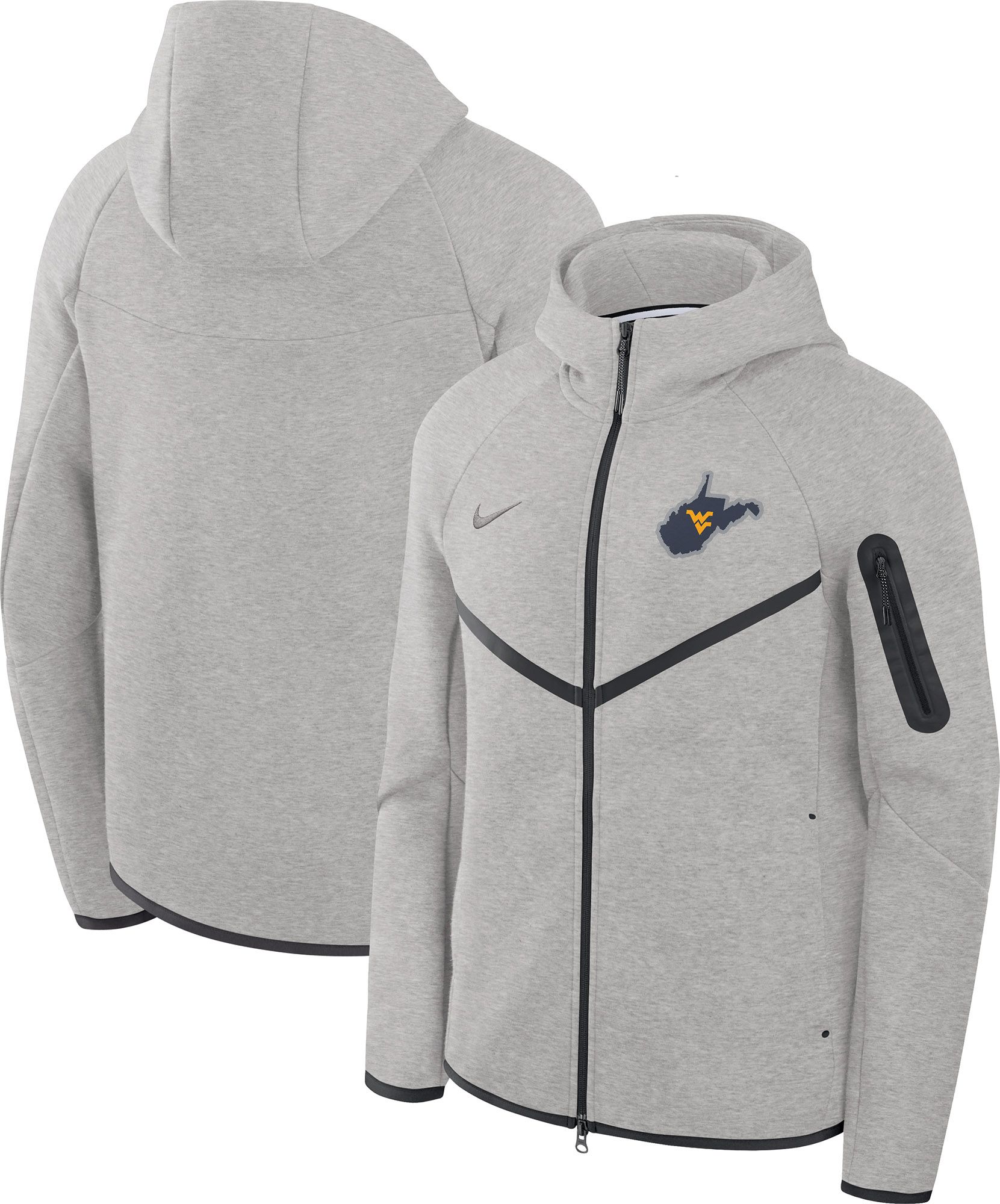 Nike Men's West Virginia Mountaineers Dark Grey Heather Tech Fleece Full-Zip Hoodie product image