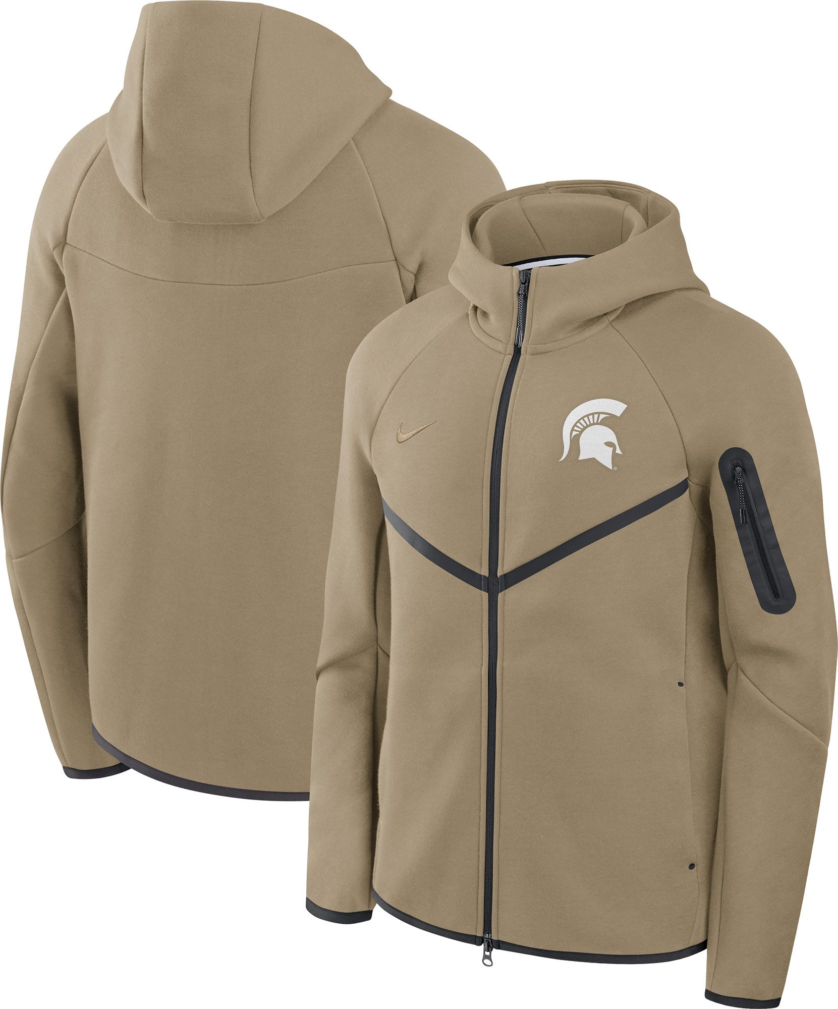 Nike Men's Michigan State Spartans Neutral Olive Tech Fleece Full-Zip Hoodie product image