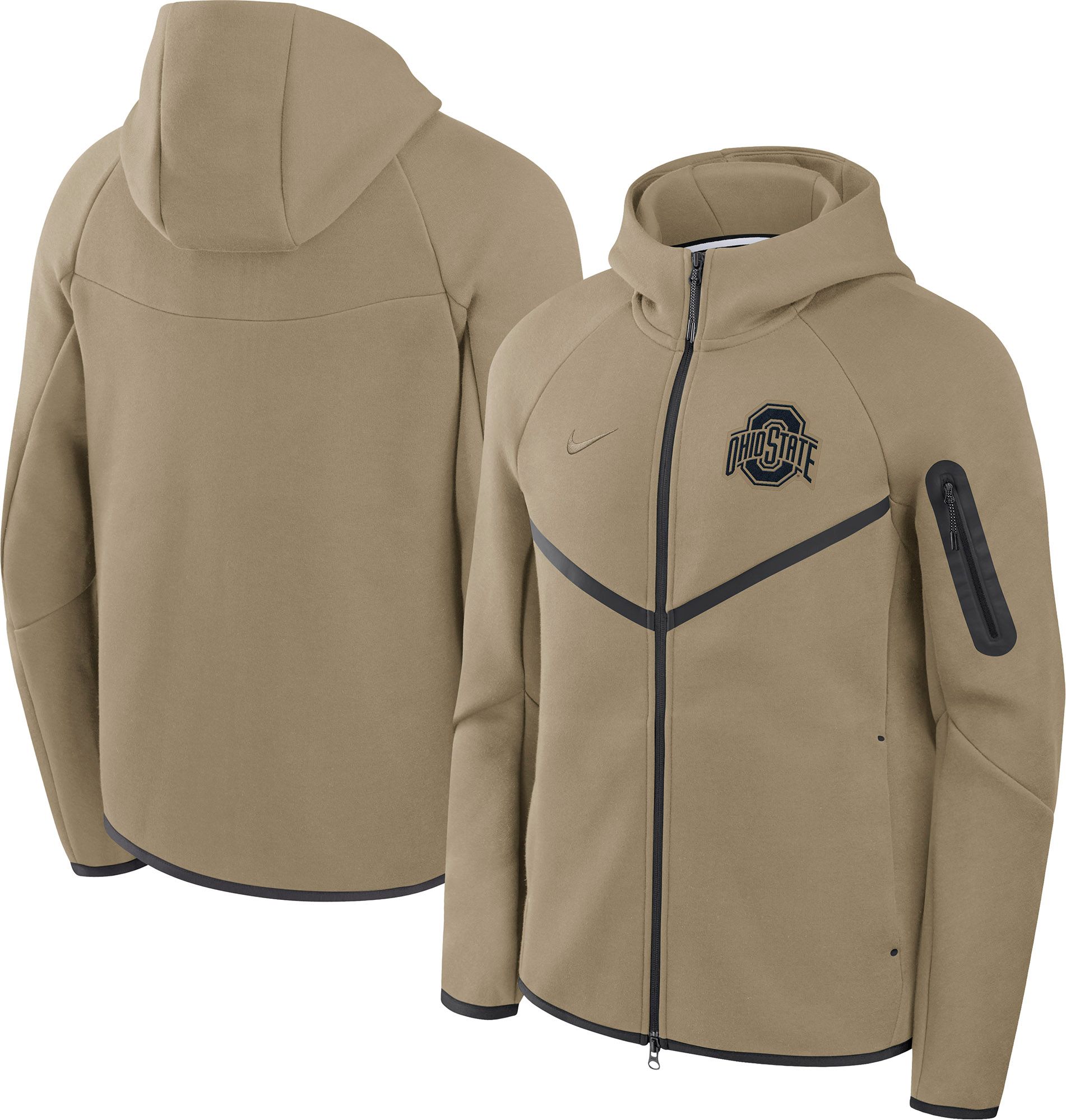 Nike Men's Ohio State Buckeyes Neutral Olive Tech Fleece Full-Zip Hoodie product image