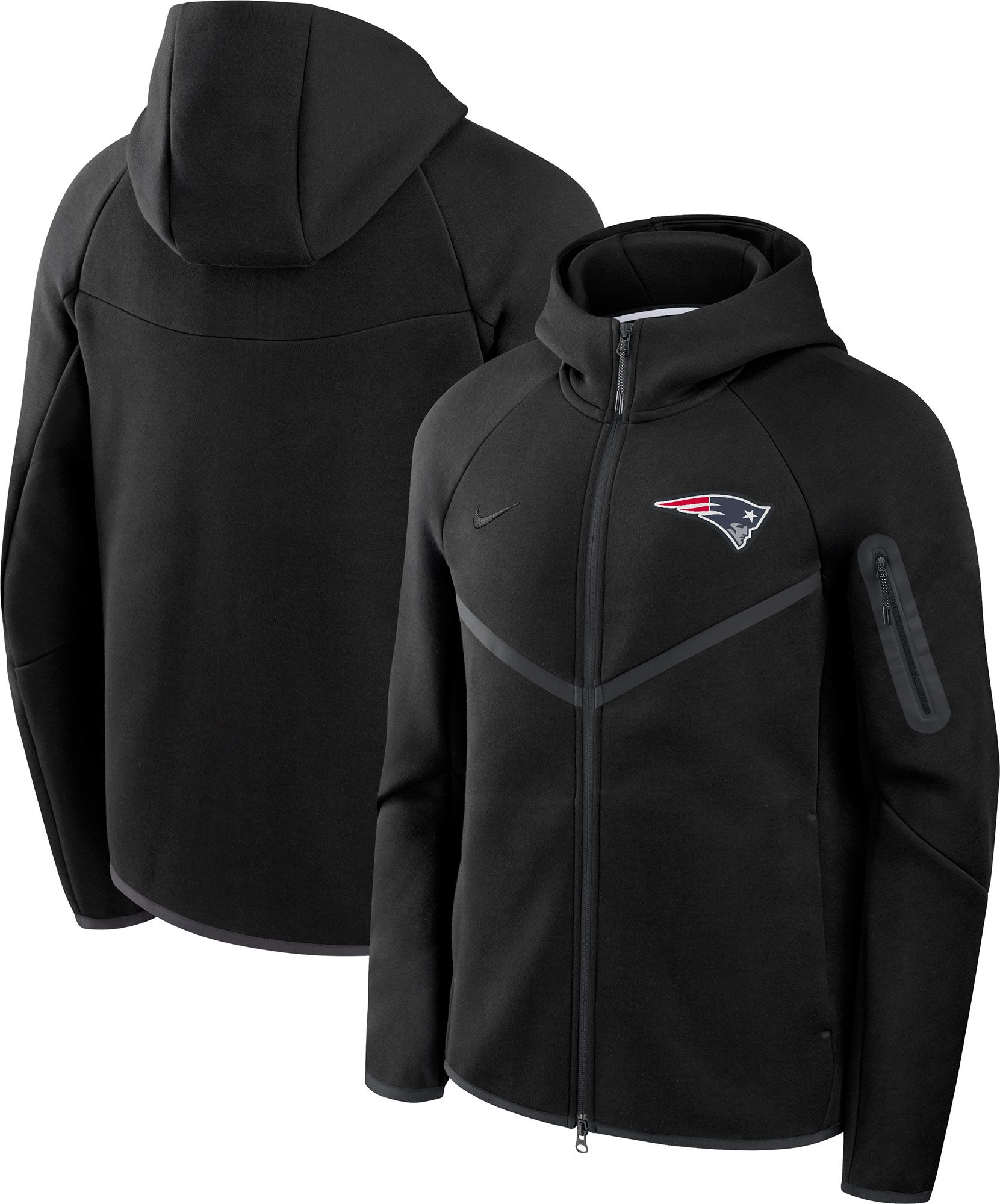 Nike Men's New England Patriots Black Tech Fleece Full-Zip Windrunner Hoodie product image