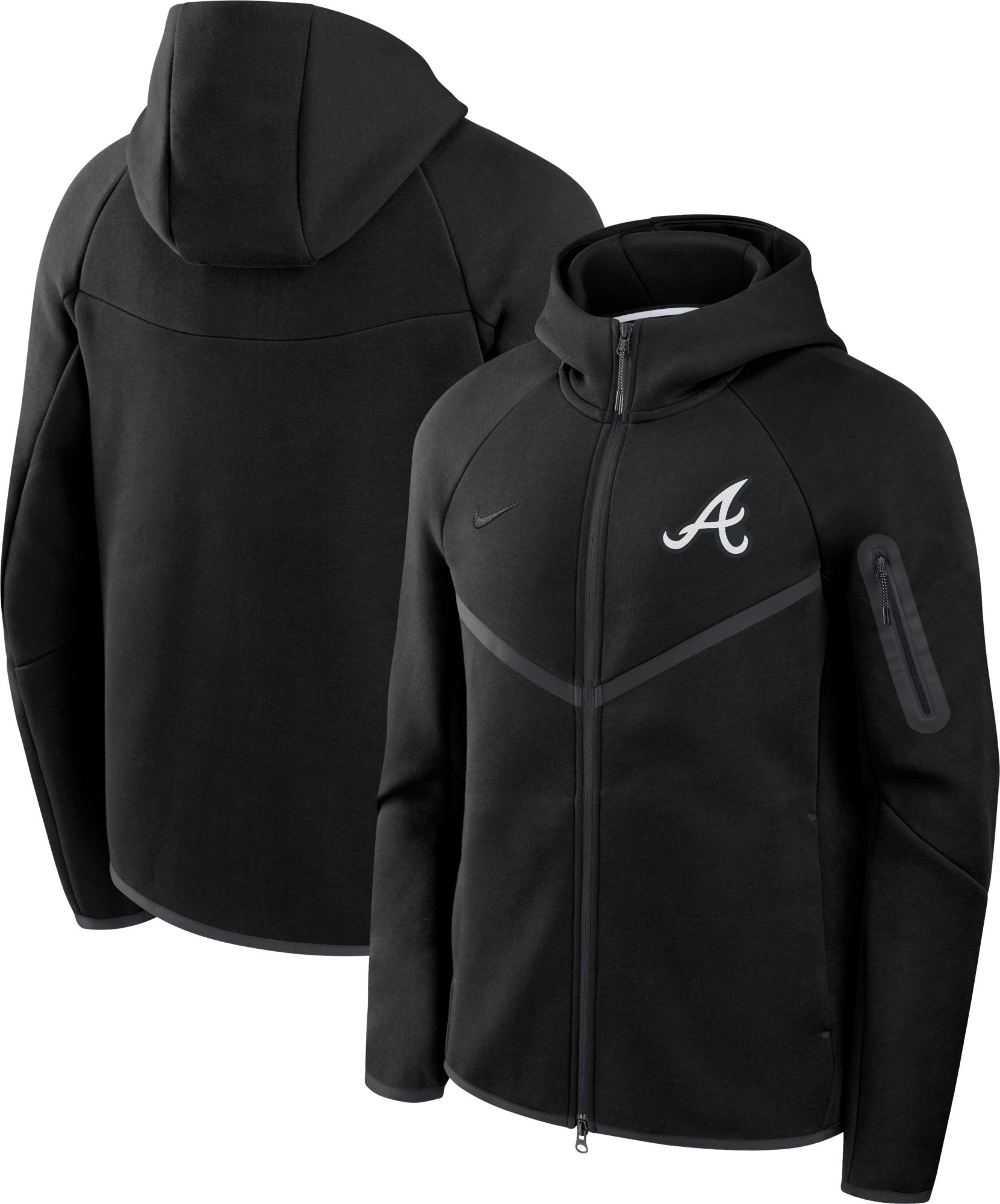 Nike Men's Atlanta Braves Black Tech Fleece Windrunner Full-Zip Hoodie product image