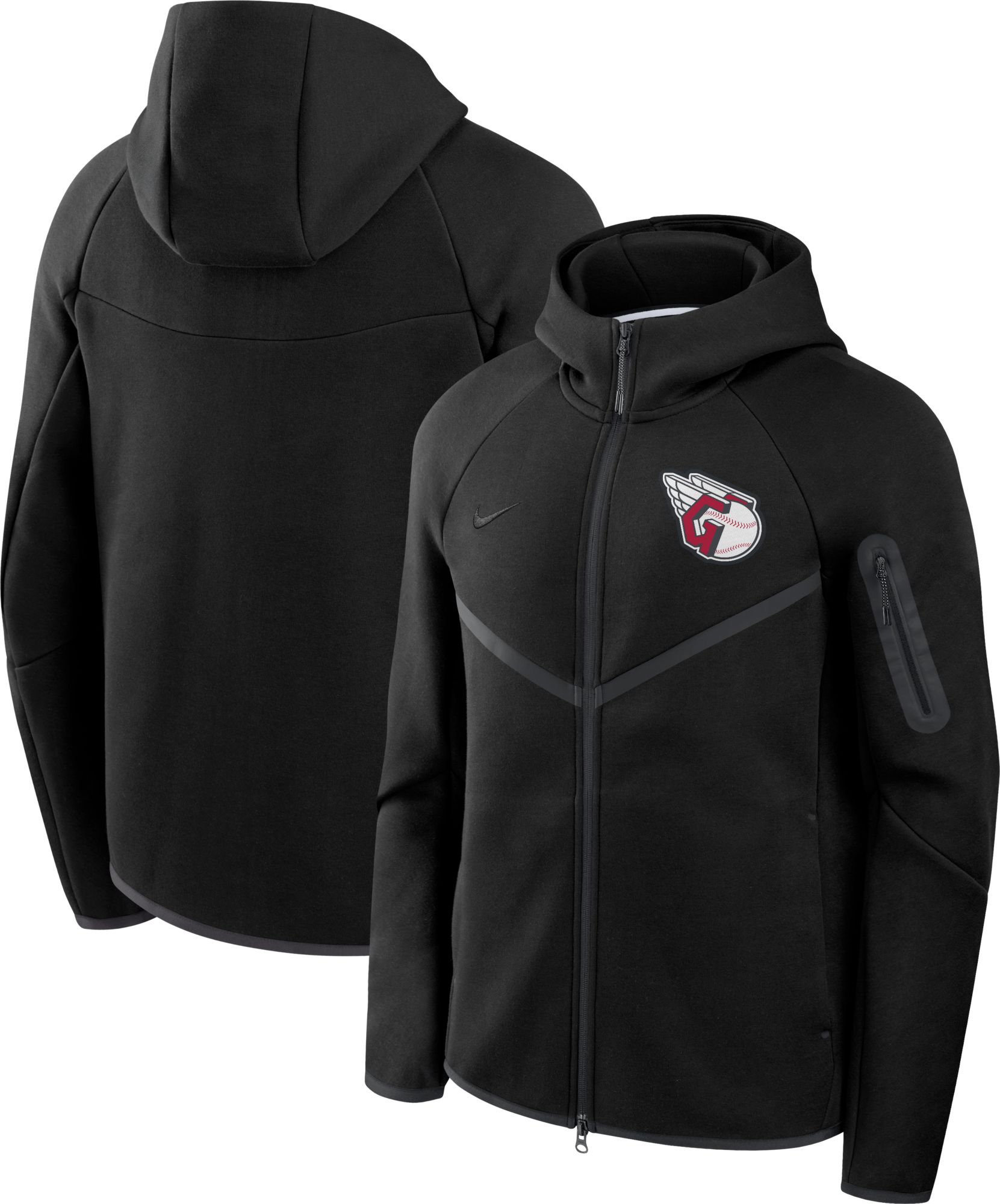 Nike Men's Cleveland Guardians Black Tech Fleece Windrunner Full-Zip Hoodie product image