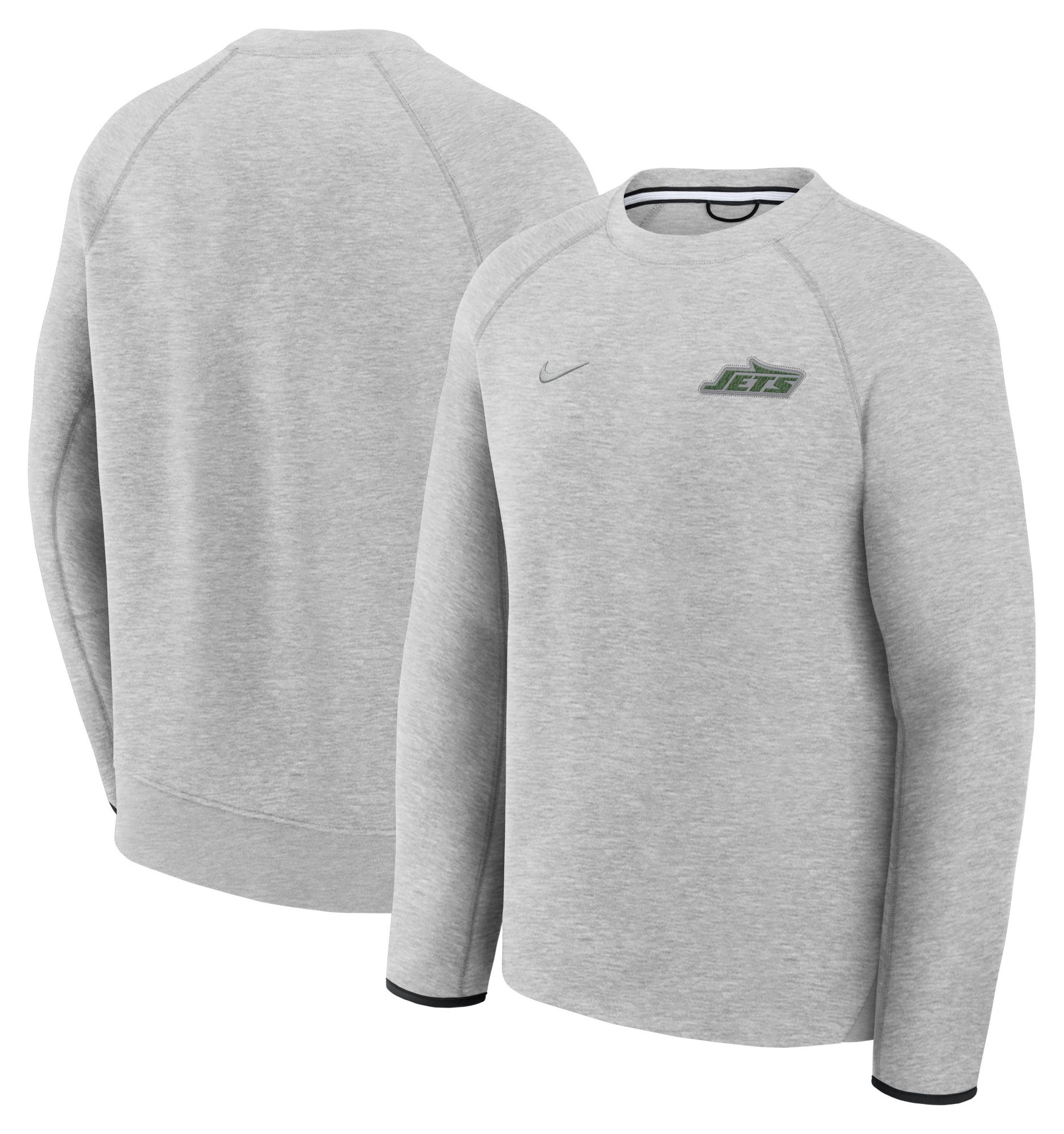 Nike Men's New York Jets Dark Grey Heather Tech Fleece Crewneck Sweatshirt product image