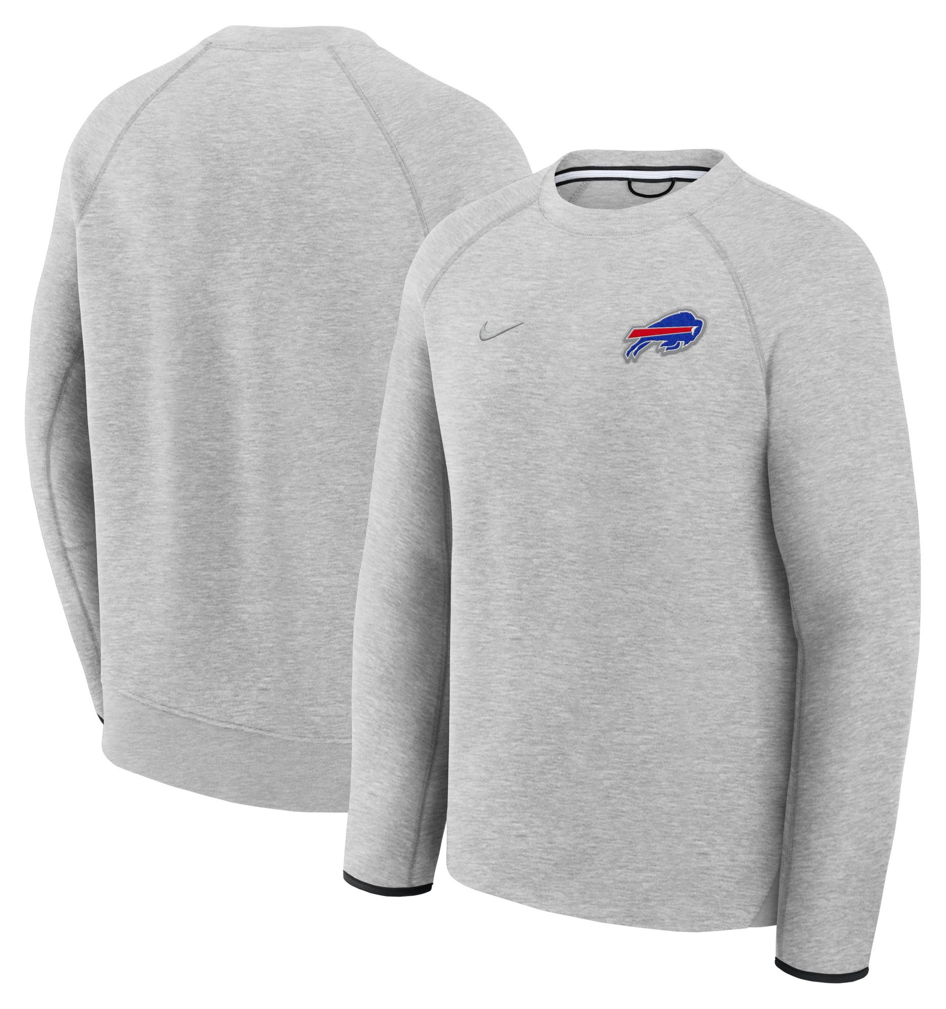 Nike Men's Buffalo Bills Dark Grey Heather Tech Fleece Crewneck Sweatshirt product image