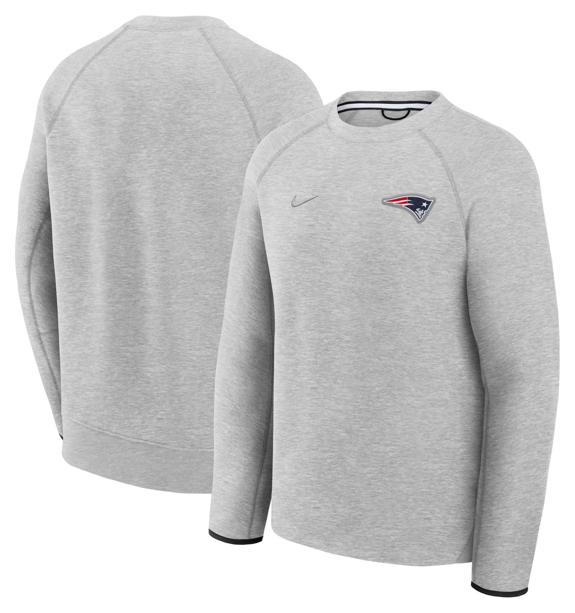 Nike Men's New England Patriots Dark Grey Heather Tech Fleece Crewneck Sweatshirt product image