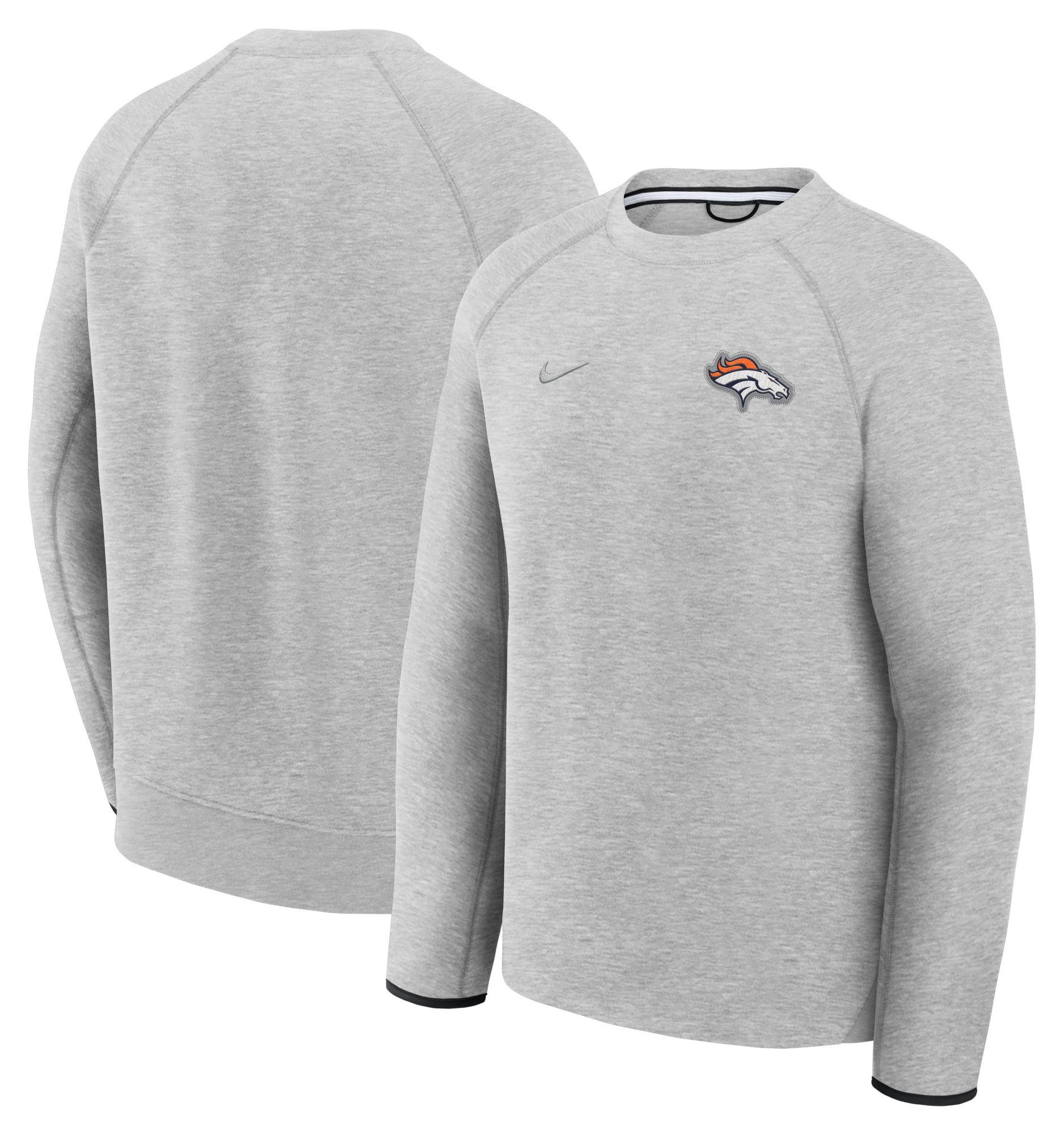 Nike Men's Denver Broncos Dark Grey Heather Tech Fleece Crewneck Sweatshirt product image
