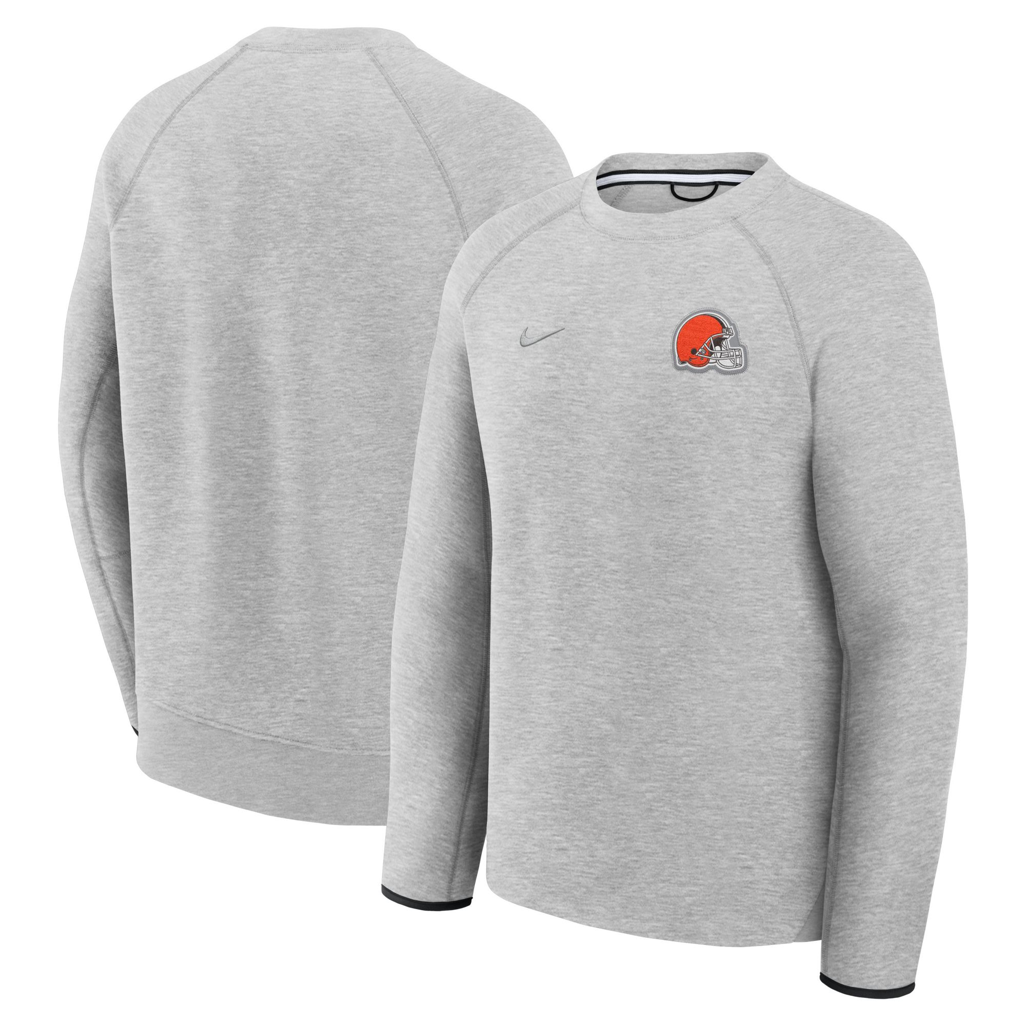 Nike Men's Cleveland Browns Dark Grey Heather Tech Fleece Crewneck Sweatshirt product image