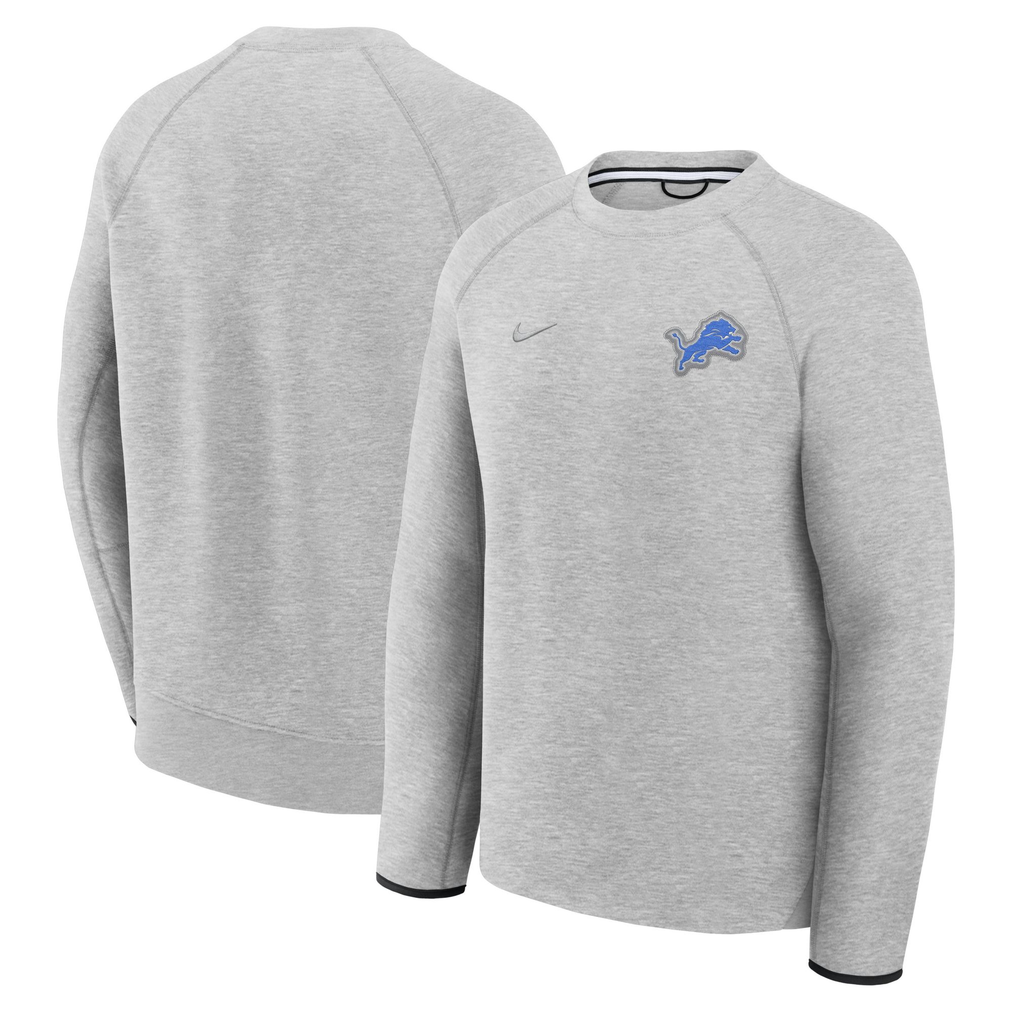 Nike Men's Detroit Lions Dark Grey Heather Tech Fleece Crewneck Sweatshirt product image