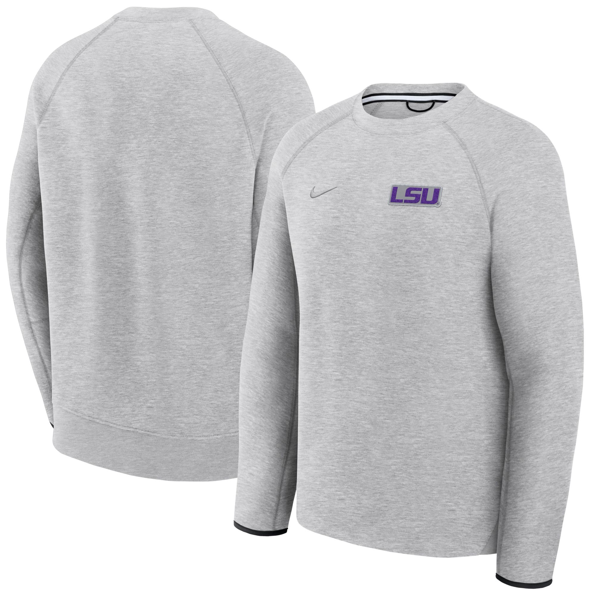 Nike Men's LSU Tigers Dark Grey Heather Tech Fleece Crewneck Sweatshirt product image