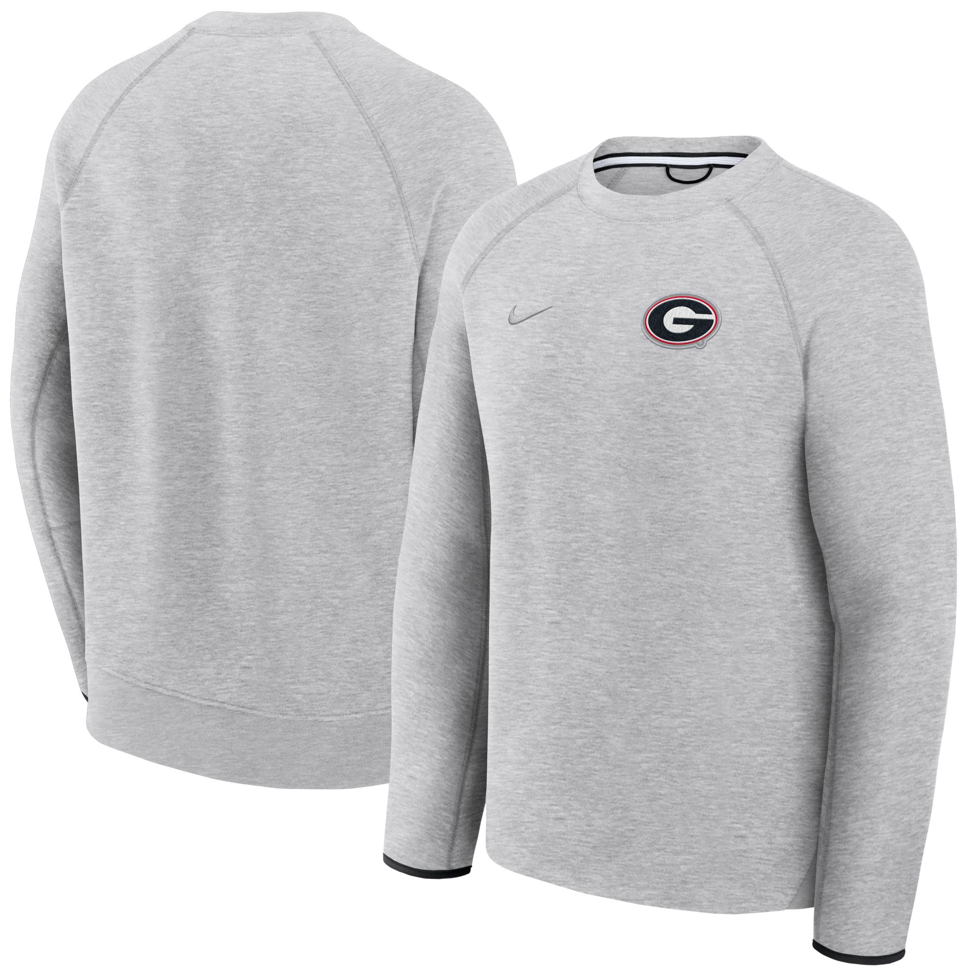 Nike Men's Georgia Bulldogs Dark Grey Heather Tech Fleece Crewneck Sweatshirt product image