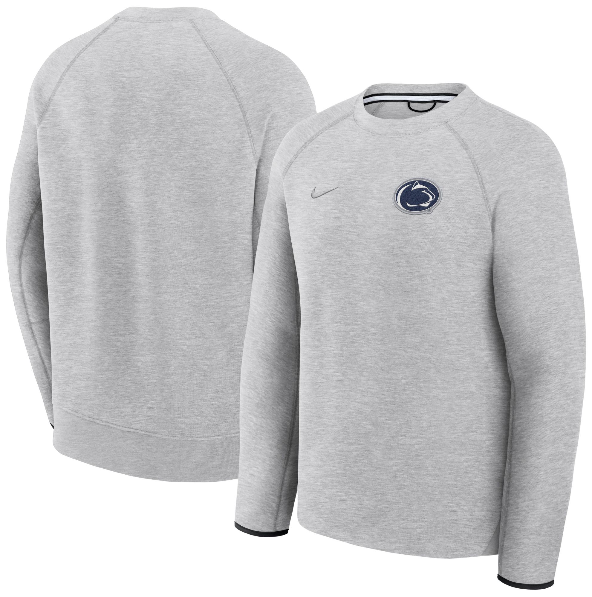 Nike Men's Penn State Nittany Lions Dark Grey Heather Tech Fleece Crewneck Sweatshirt product image