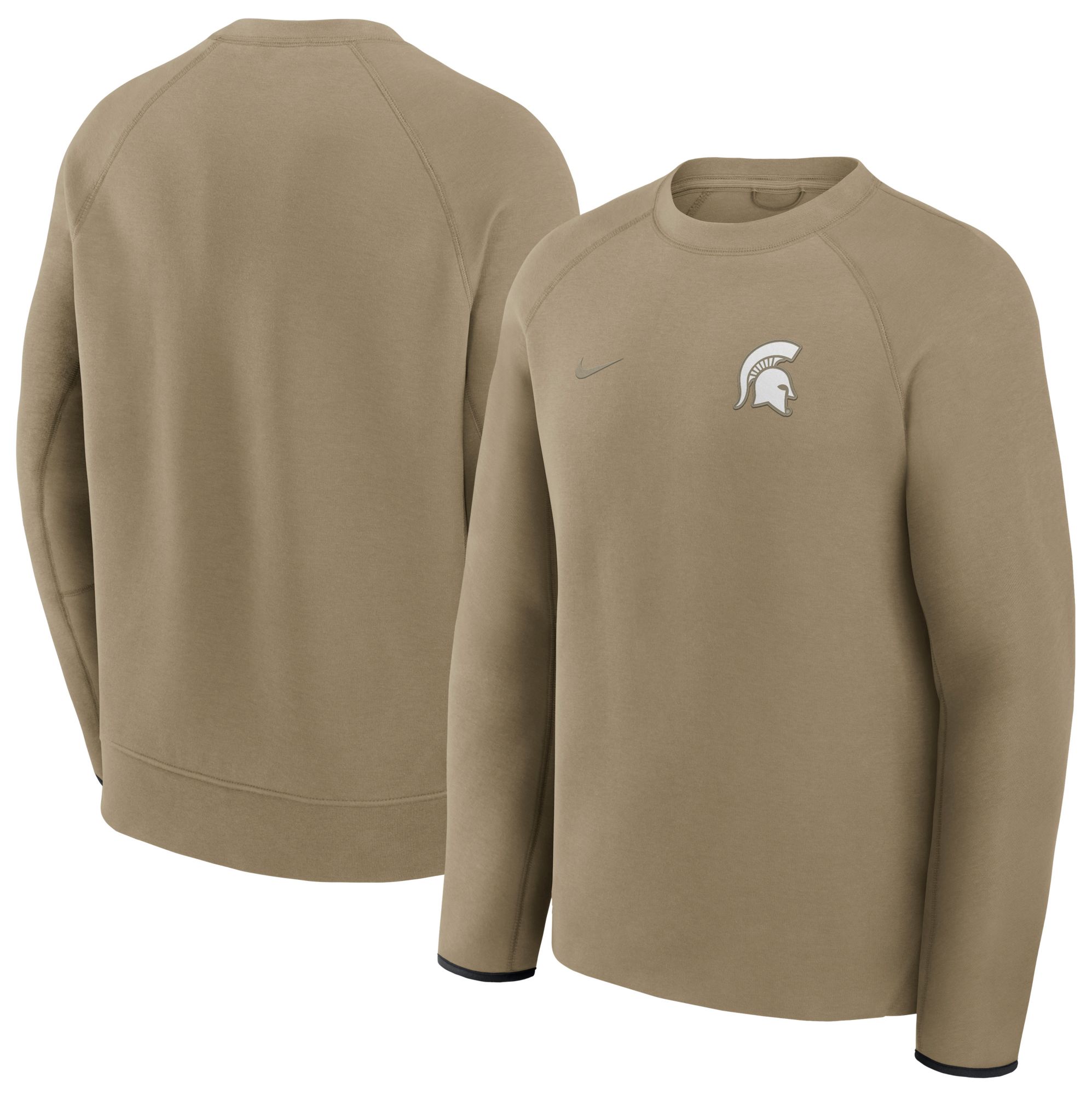 Nike Men's Michigan State Spartans Neutral Olive Tech Fleece Crewneck Sweatshirt product image