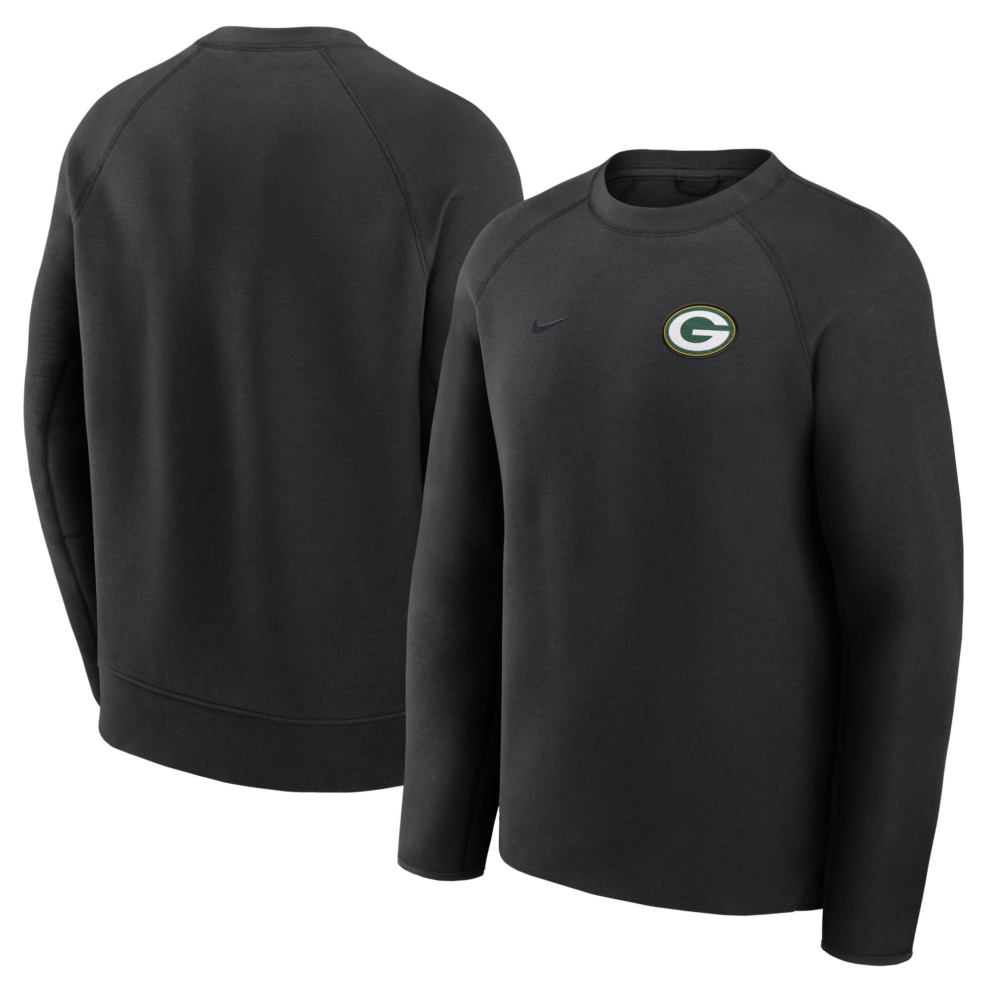 Nike Men's Green Bay Packers Black Tech Fleece Crewneck Sweatshirt product image