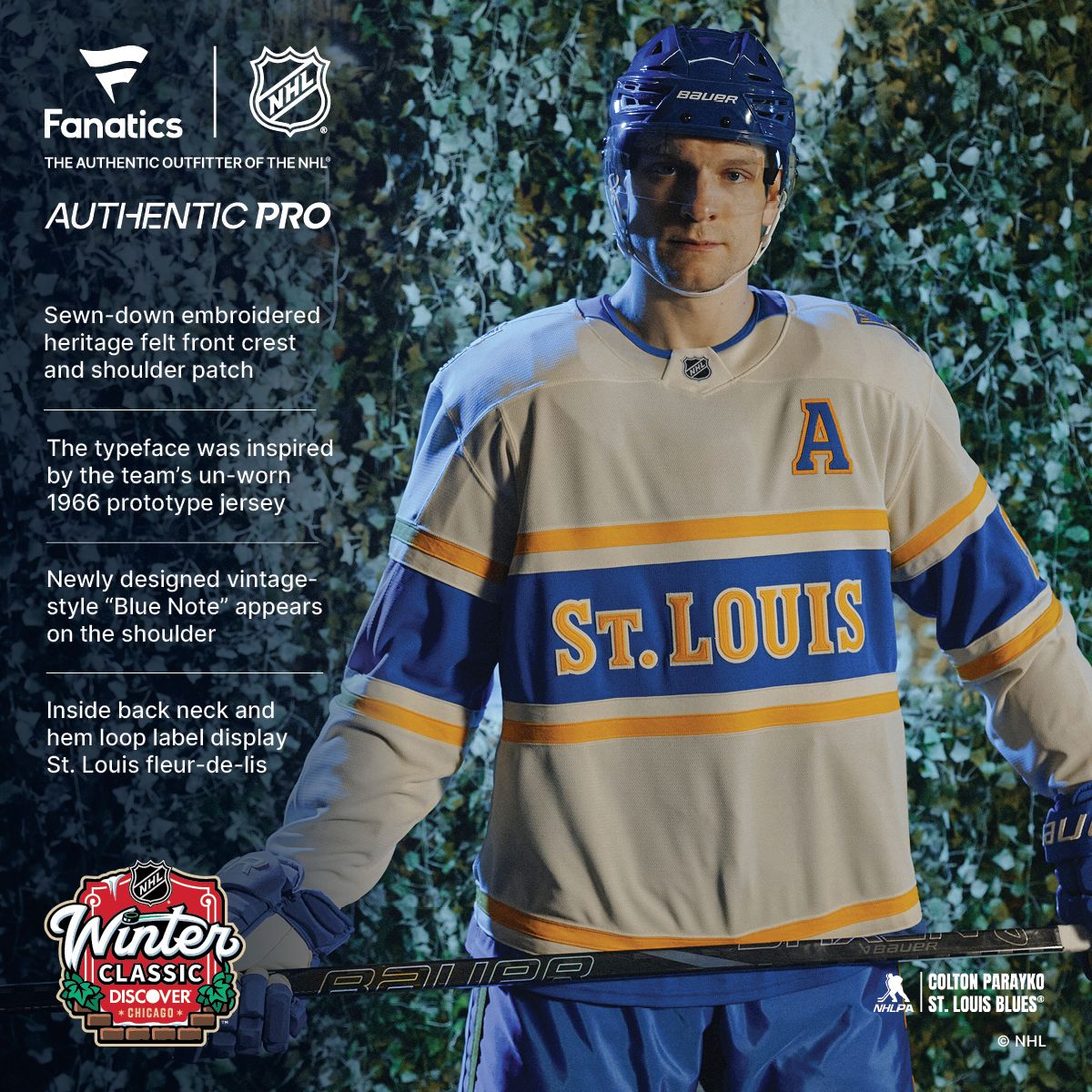 NHL Men's St. Louis Blues 20242025 Winter Classic Offwhite Authentic