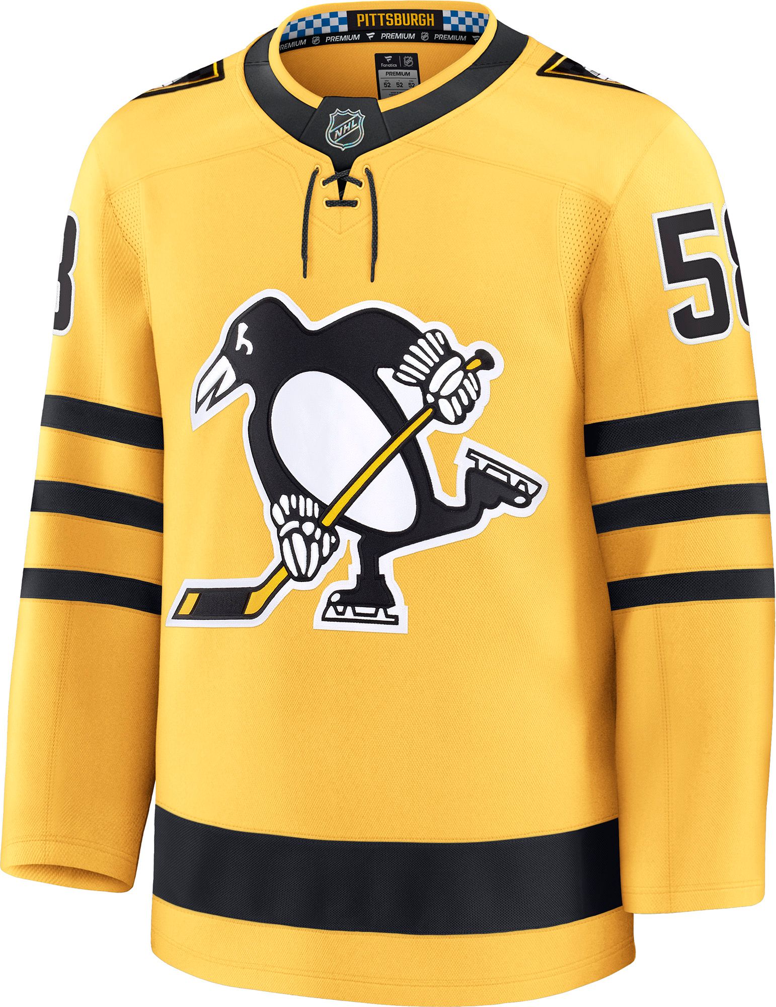 NHL Men's Pittsburgh Penguins Kris Letang #58 Yellow Authentic Alternate Jersey product image