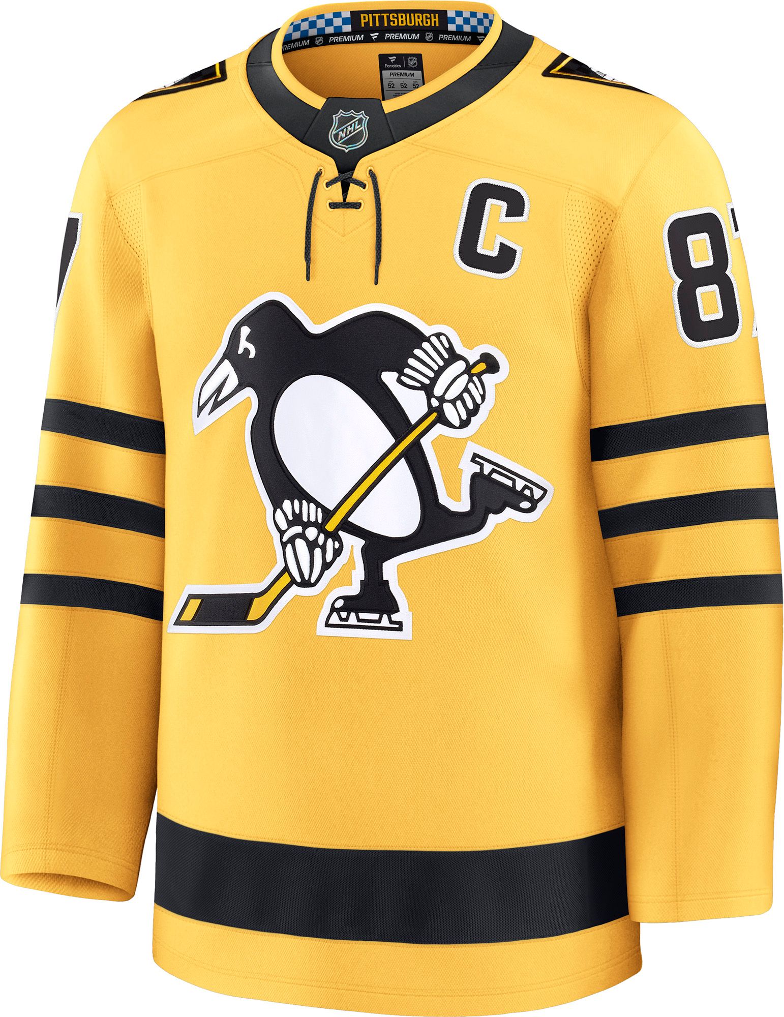 NHL Men's Pittsburgh Penguins Sidney Crosby #87 Yellow Premium Alternate Jersey product image