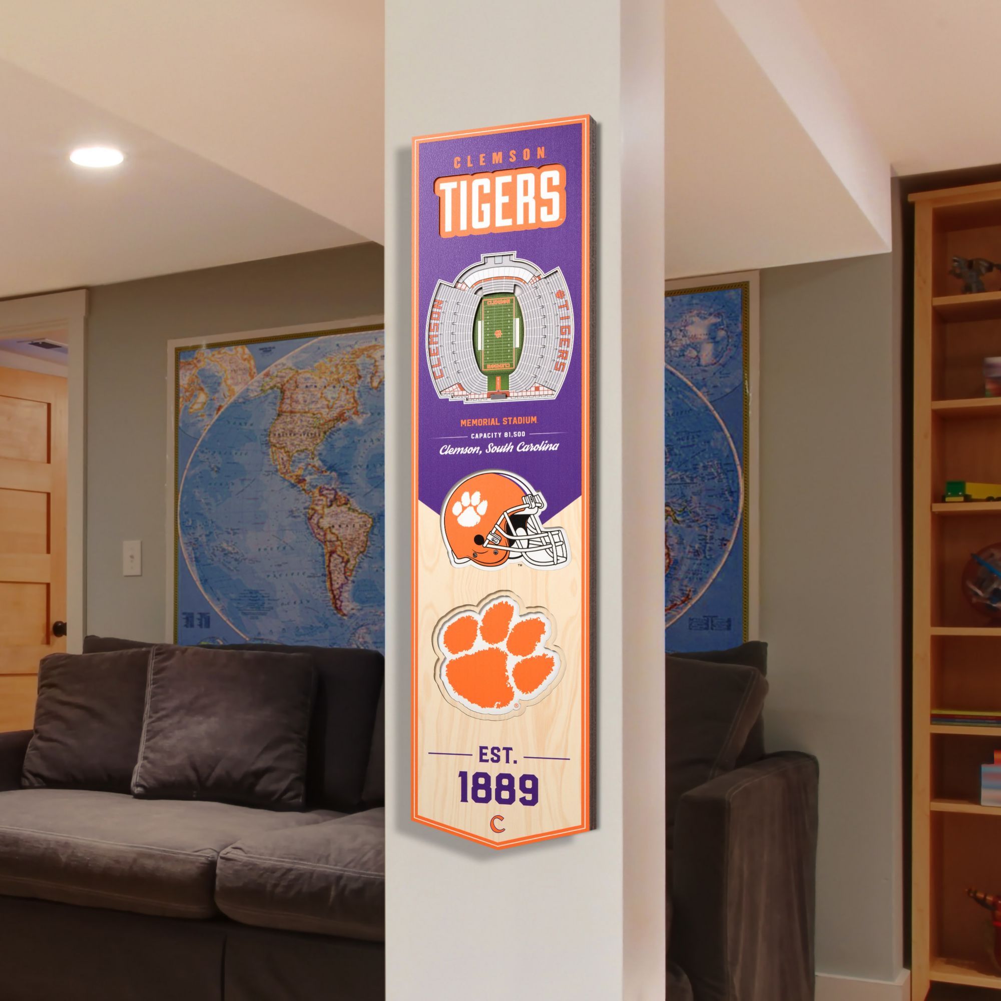 YouTheFan Clemson Tigers 8"x32" 3-D Banner product image