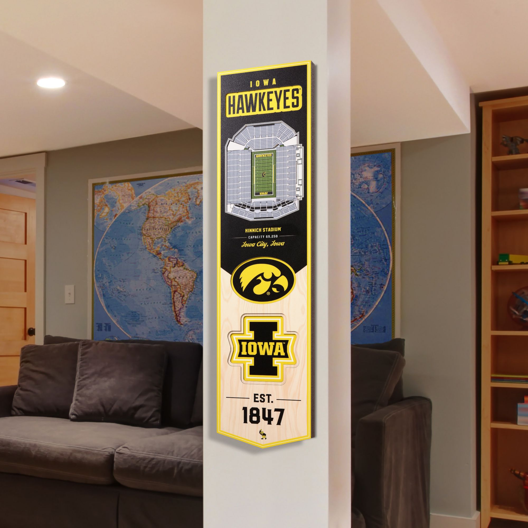 YouTheFan Iowa Hawkeyes 8"x32" 3-D Banner product image