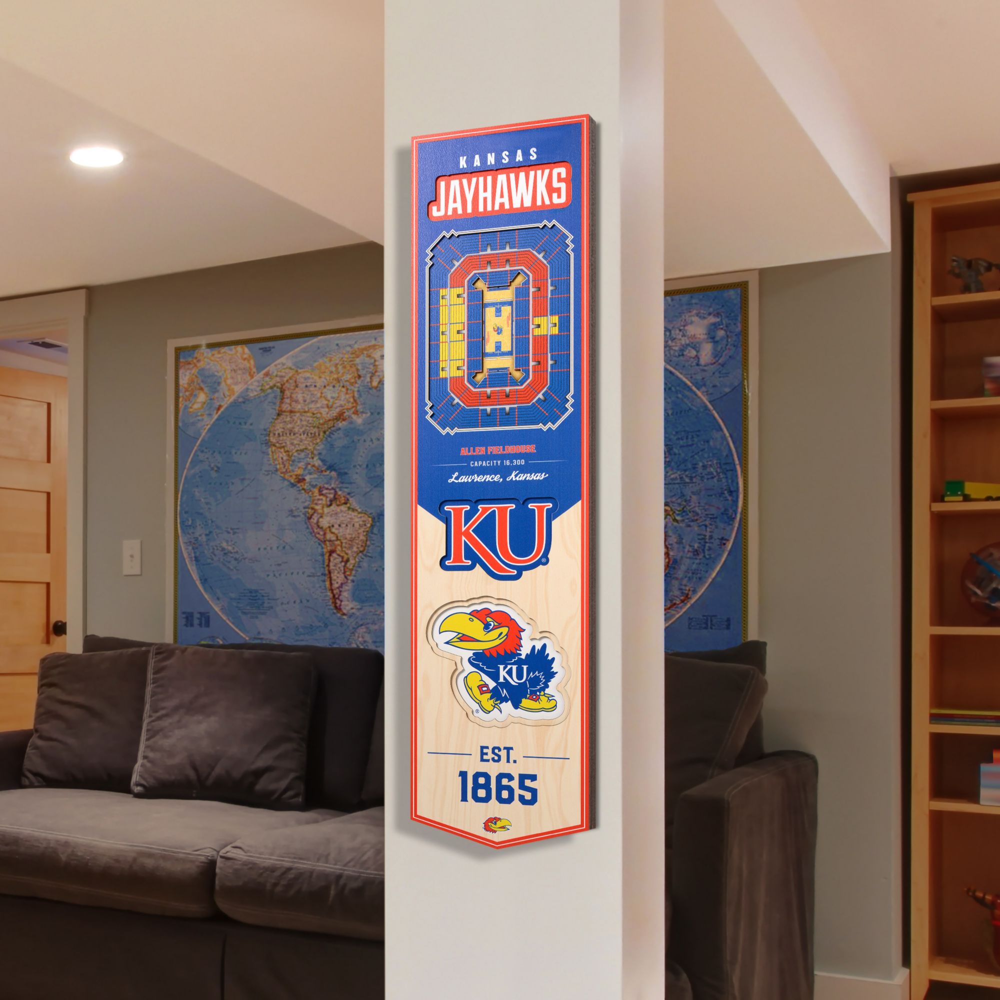 YouTheFan Kansas Jayhawks 8"x32" 3-D Banner product image