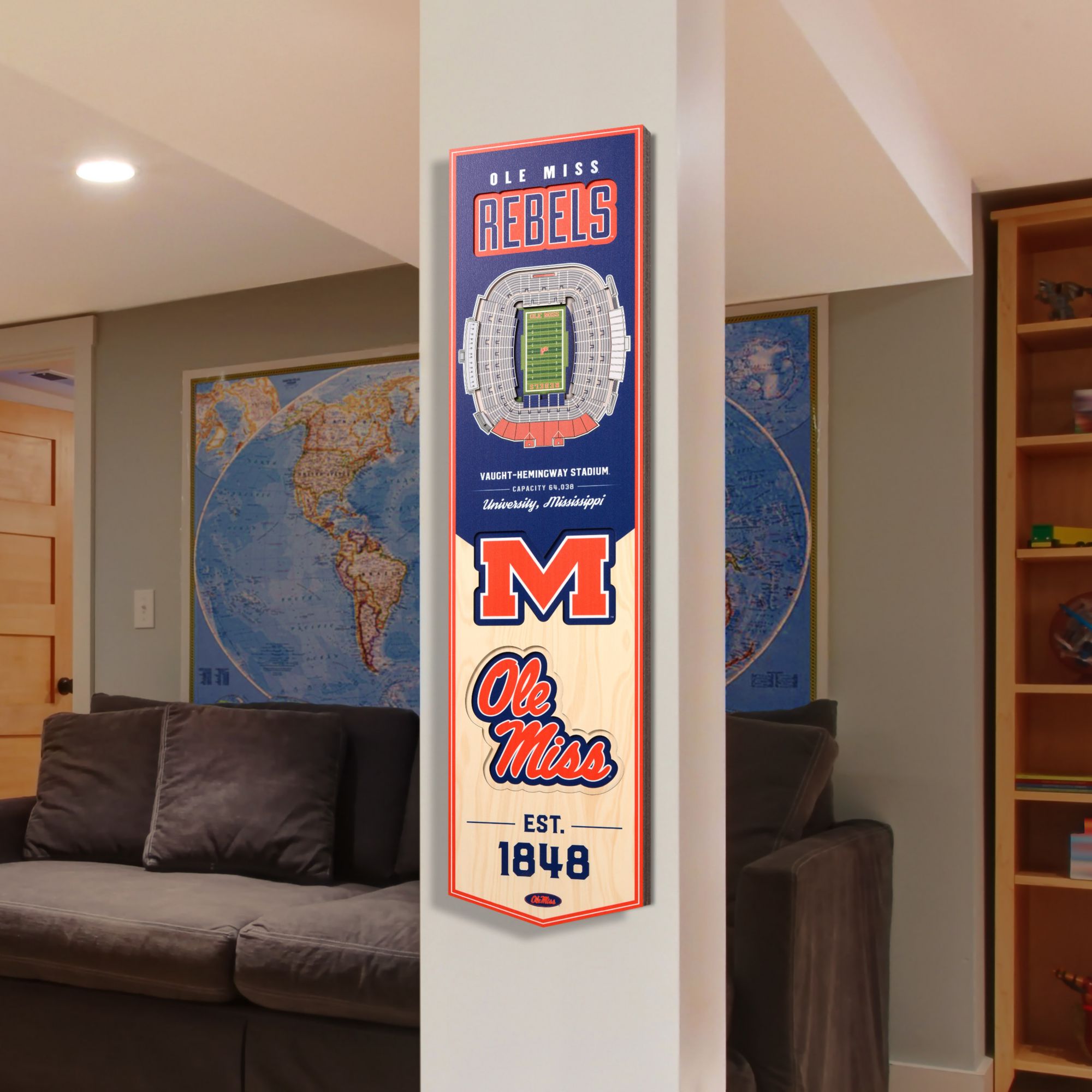 YouTheFan Ole Miss Rebels 8"x32" 3-D Banner product image