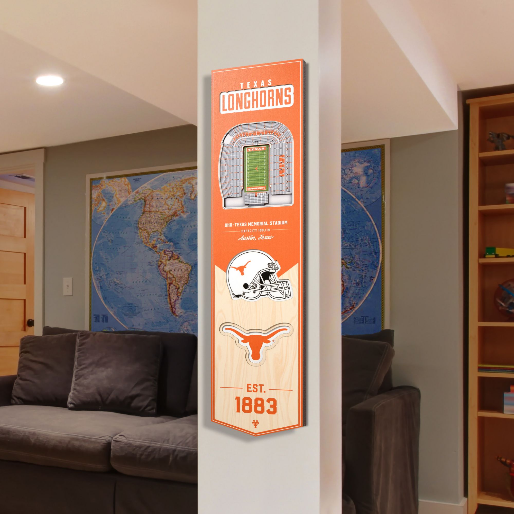 YouTheFan Texas Longhorns 8"x32" 3-D Banner product image