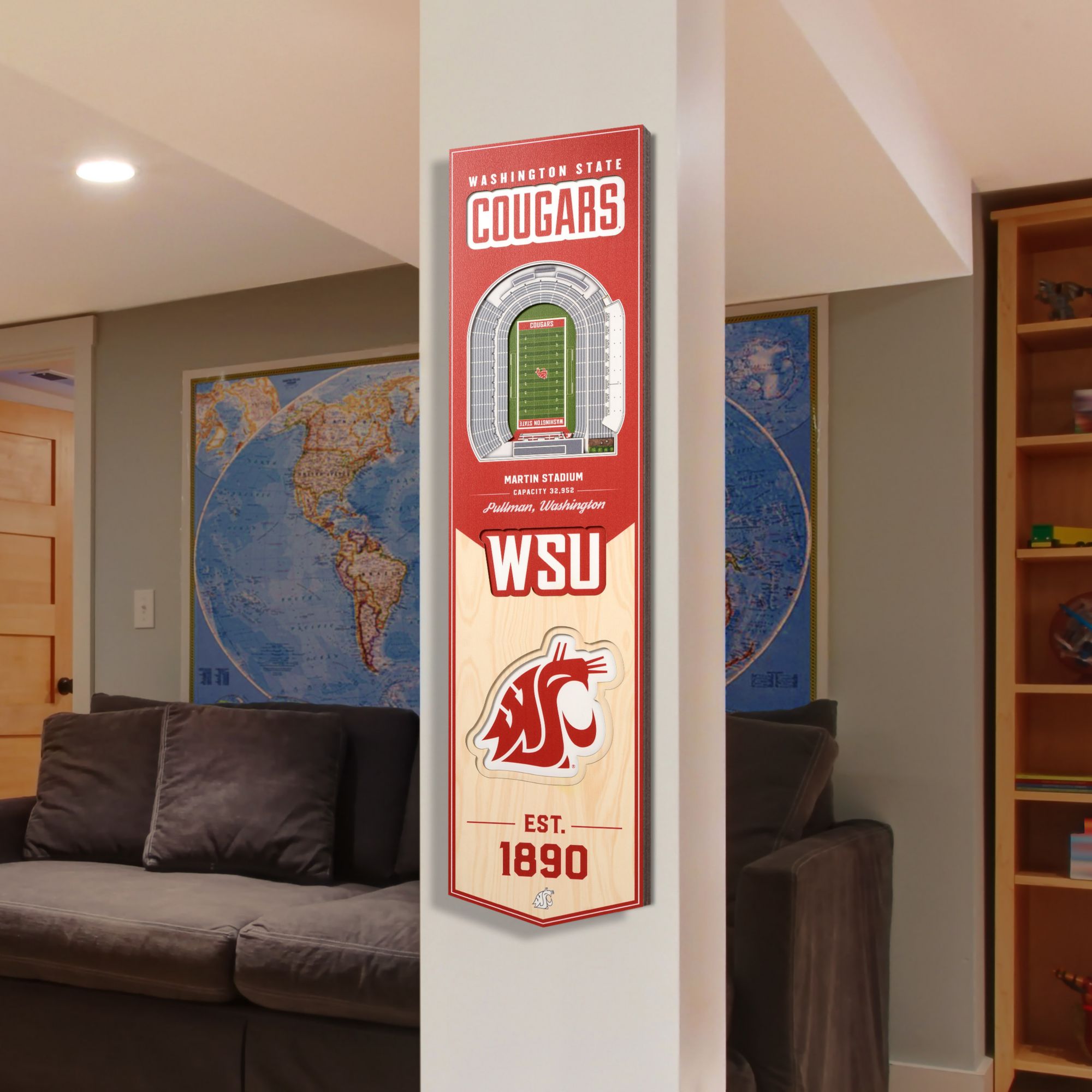 YouTheFan Washington State Cougars 8"x32" 3-D Banner product image
