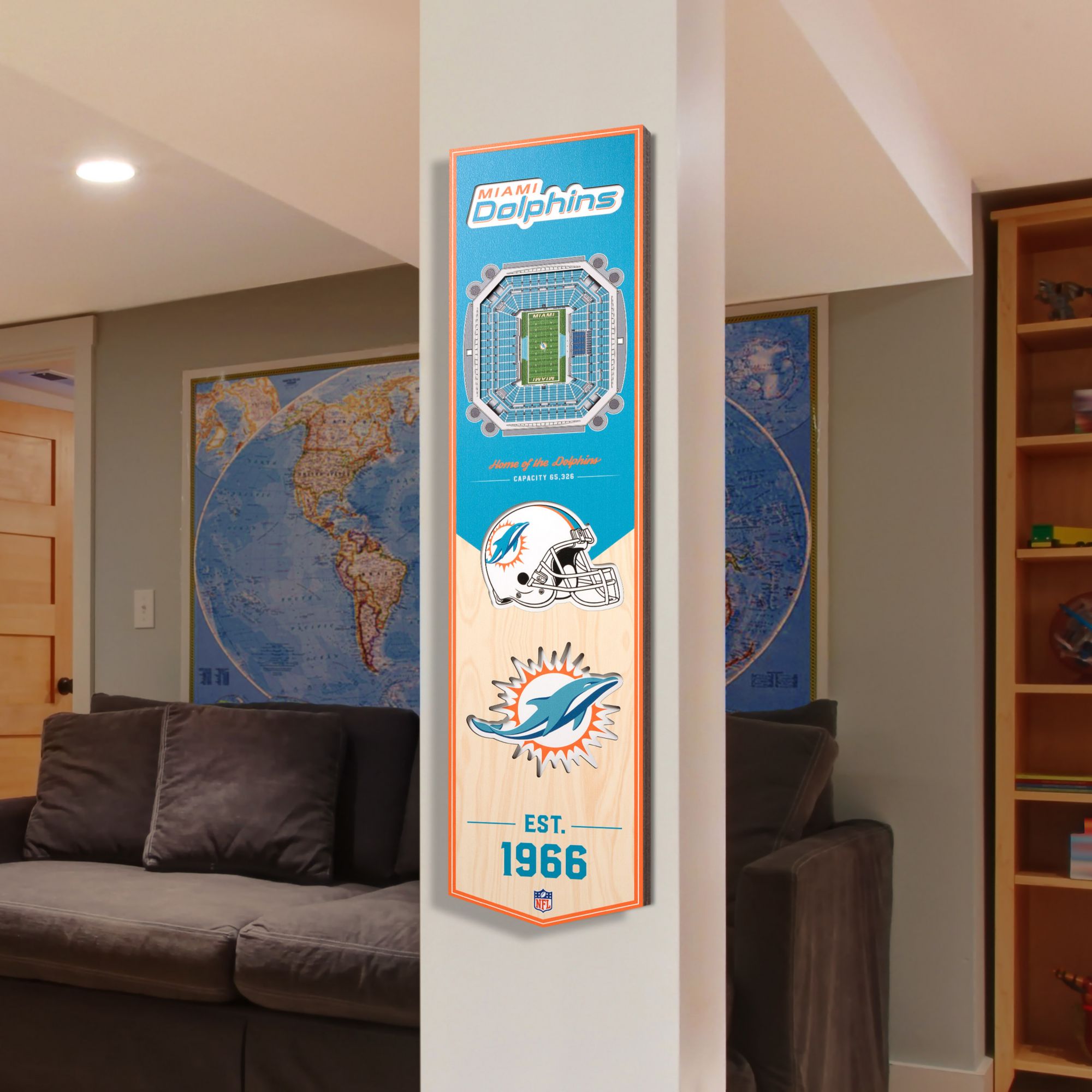 YouTheFan Miami Dolphins 8''x32'' 3-D Banner product image