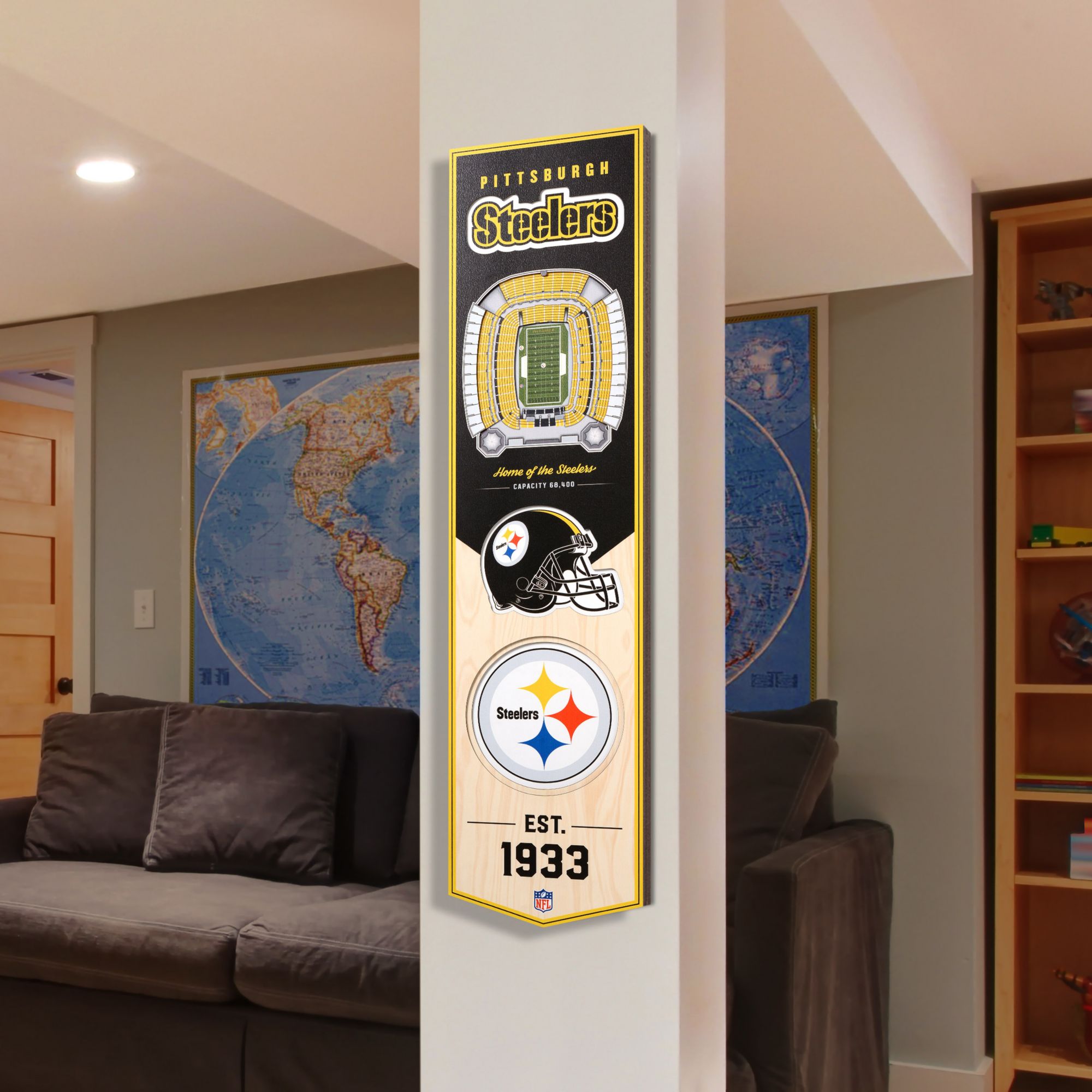 YouTheFan Pittsburgh Steelers 8''x32'' 3-D Banner product image