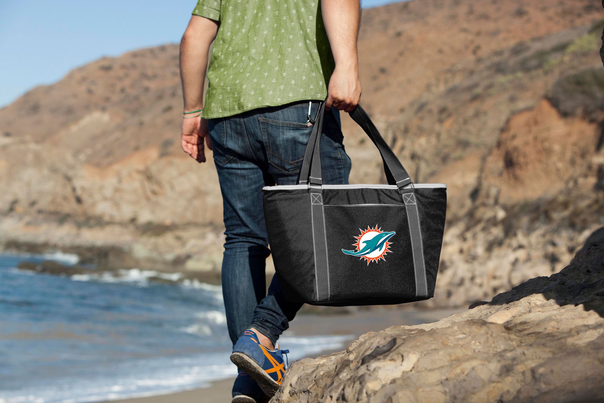 Picnic Time Miami Dolphins Black Topanga Cooler Tote Bag