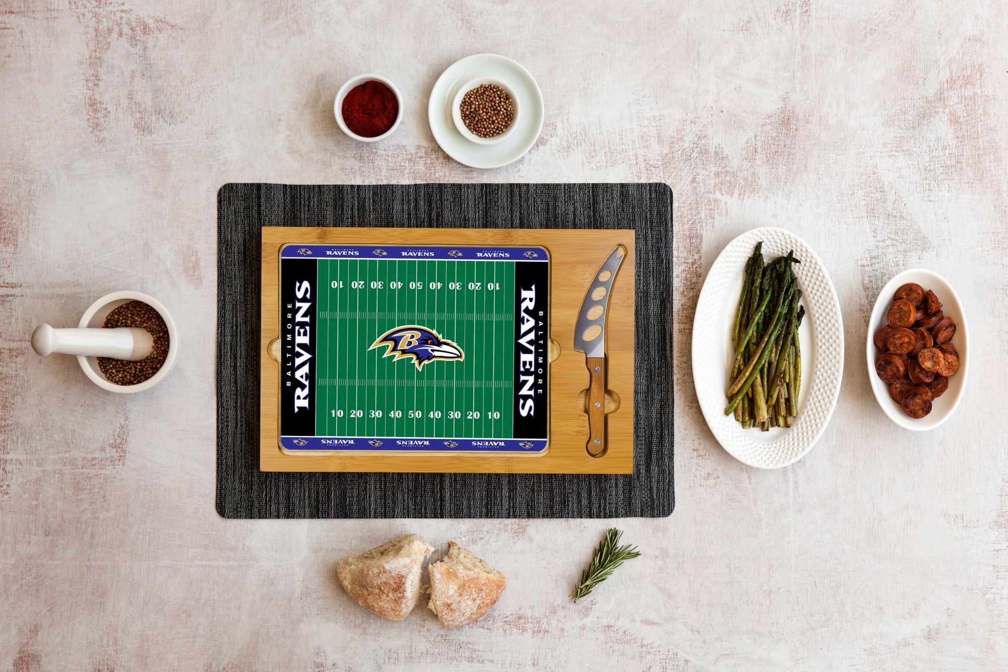 Picnic Time Baltimore Ravens Glass Top Cutting Board Set product image