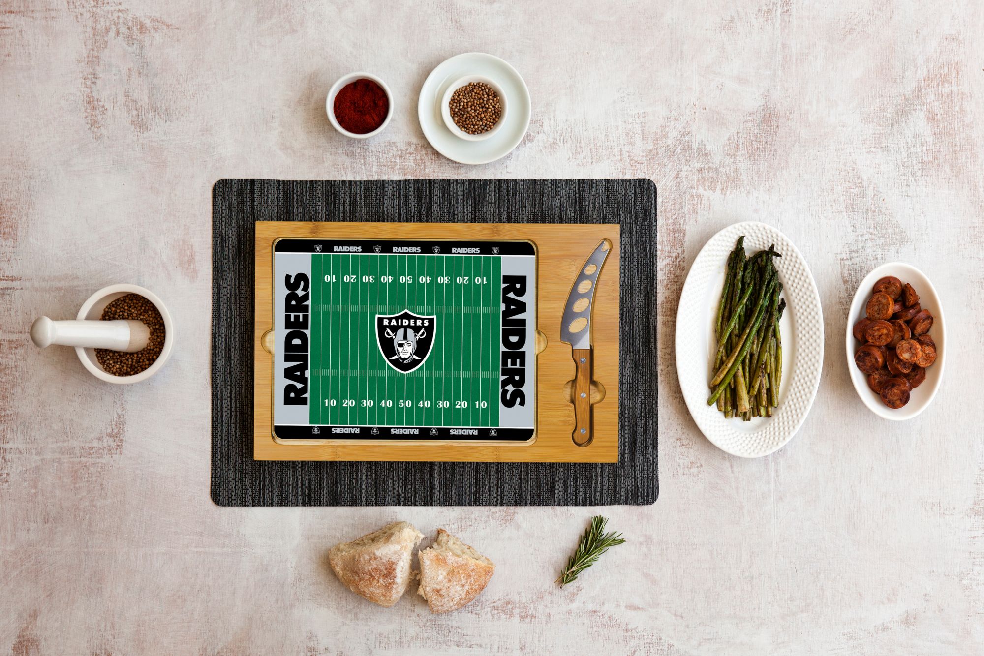 Picnic Time Las Vegas Raiders Glass Top Cutting Board Set product image