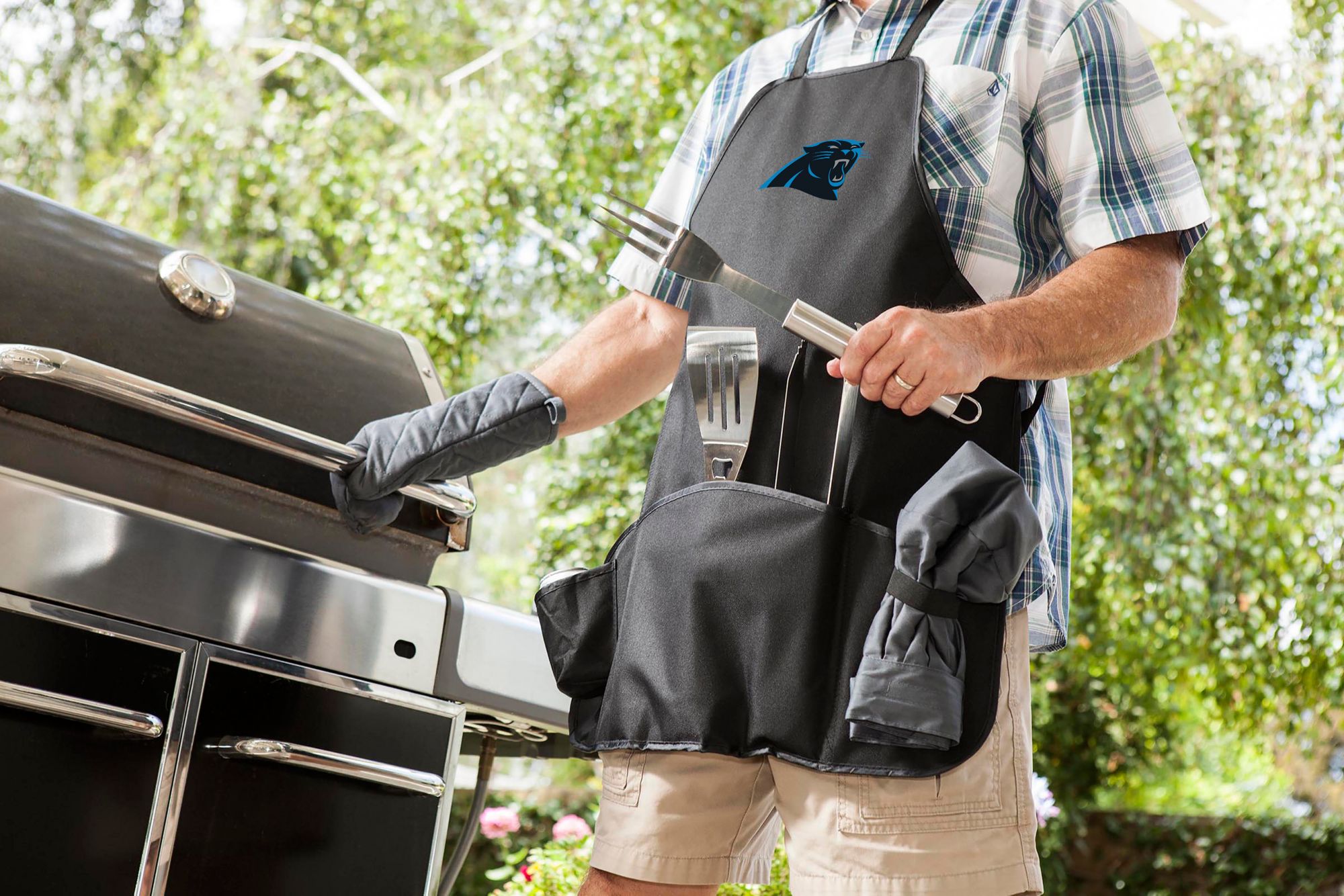 Picnic Time Carolina Panthers Apron Tote Pro Grill Set product image