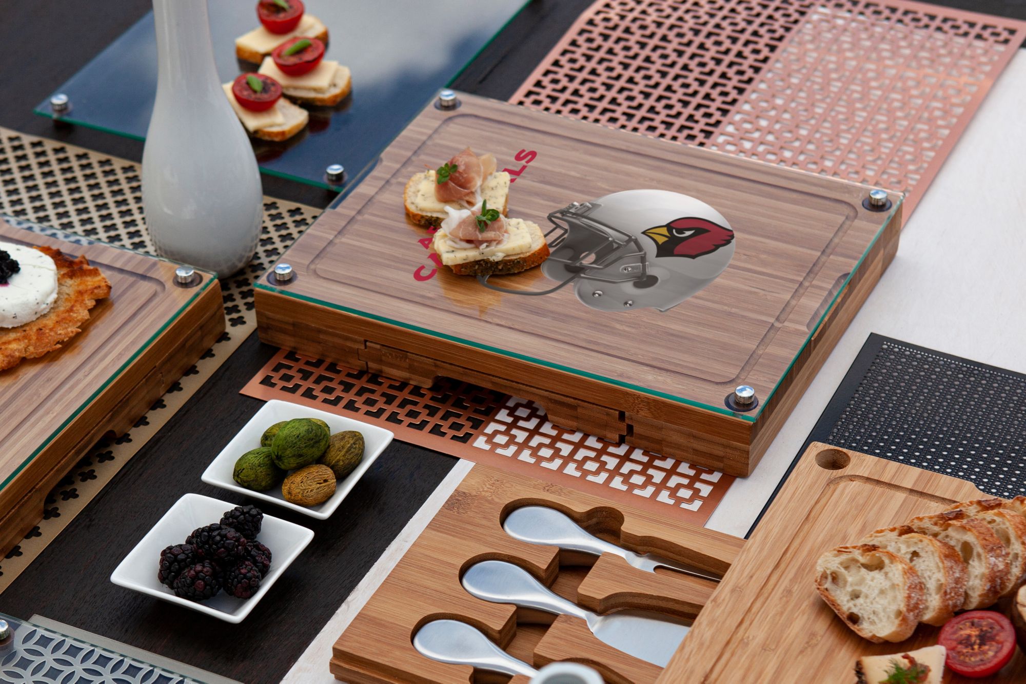 Picnic Time Arizona Cardinals Glass Top Cheese Board and Knife Set product image