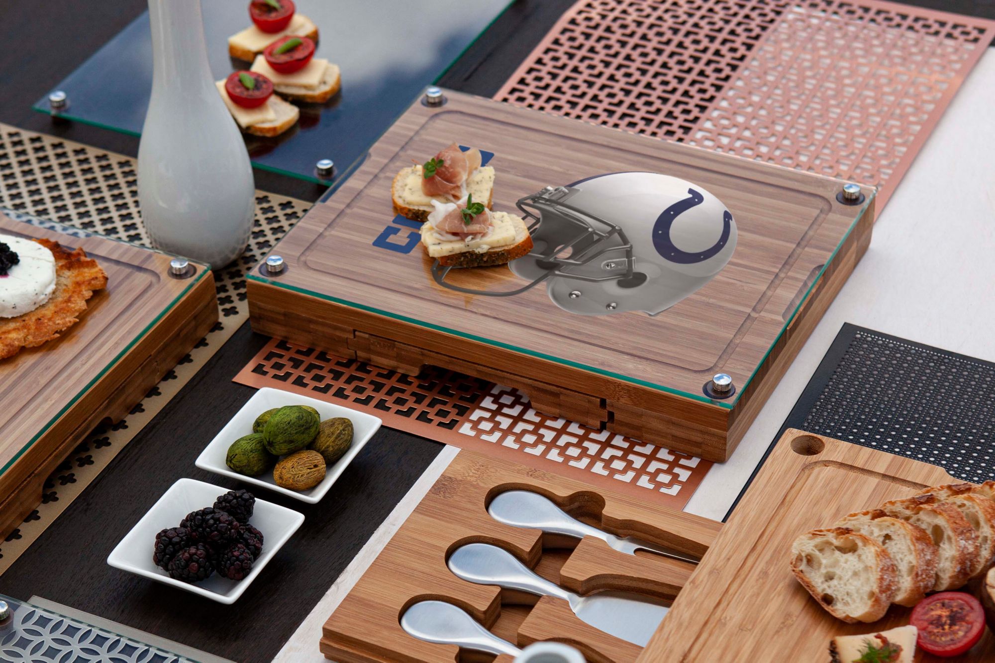 Picnic Time Indianapolis Colts Glass Top Cheese Board and Knife Set product image