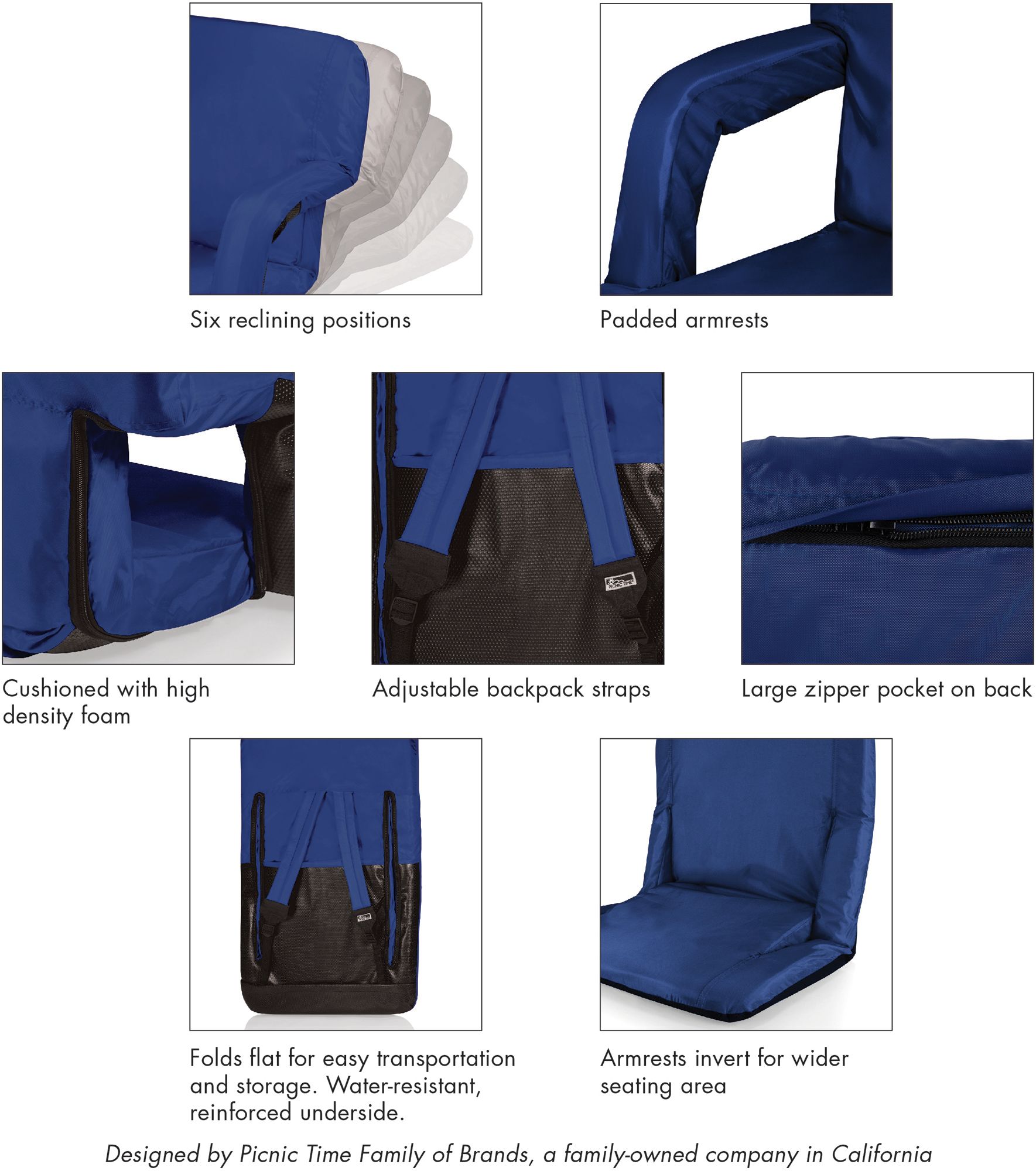 Picnic Time Los Angeles Rams Navy Reclining Stadium Seat product image