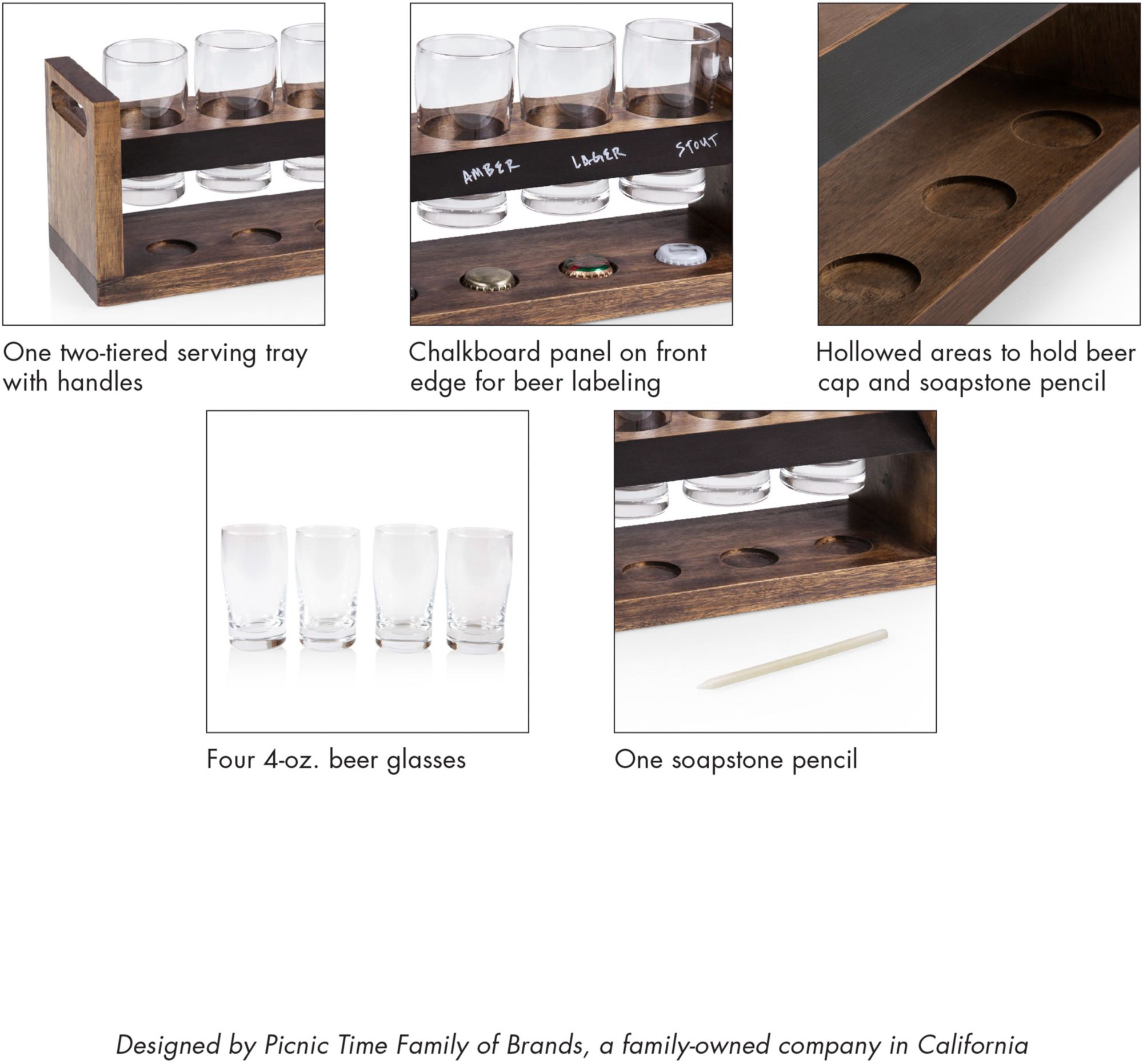 Picnic Time Los Angeles Chargers Beer Flight Beverage Sampler product image