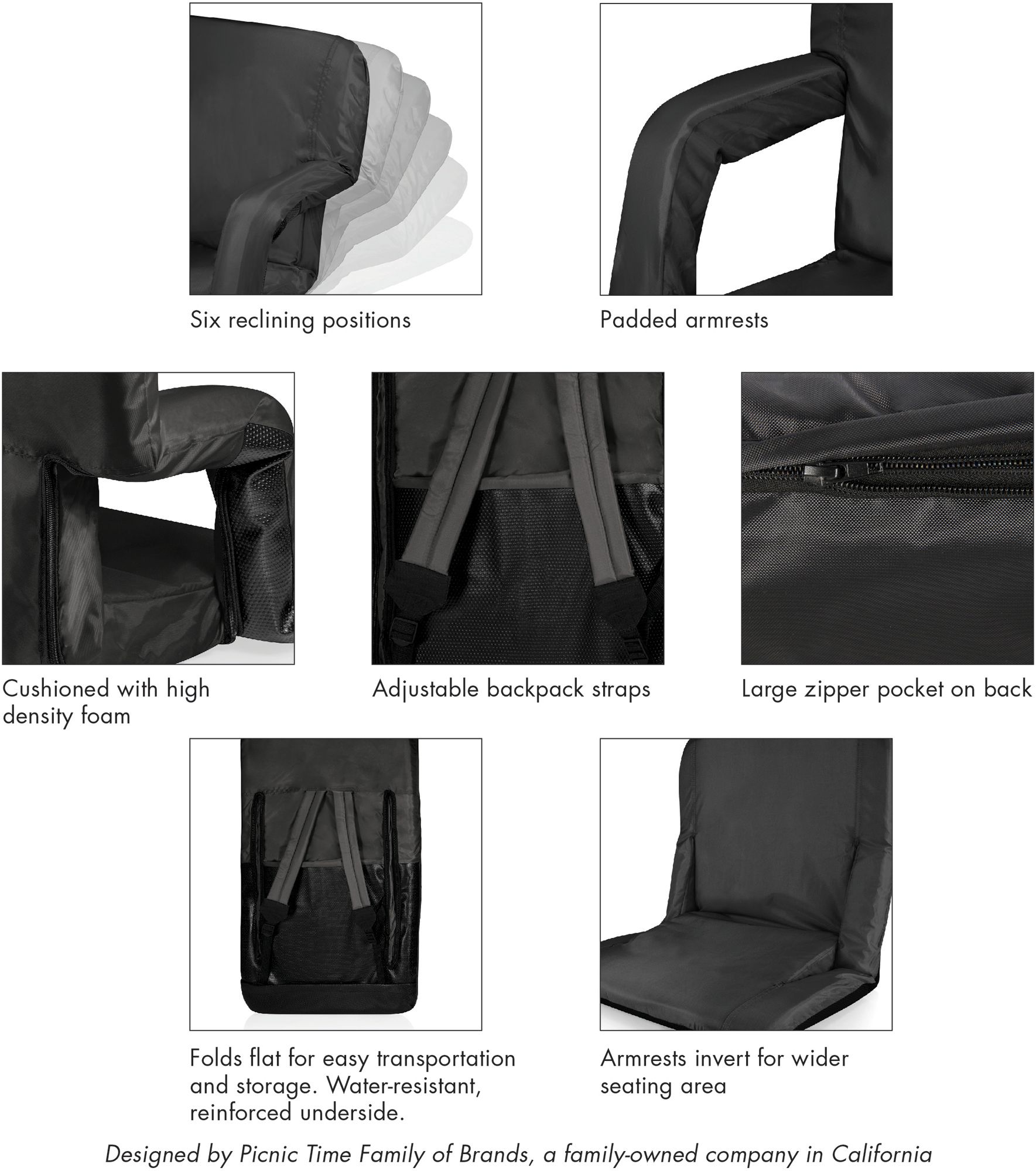 Picnic Time Kansas City Chiefs Gray Reclining Stadium Seat product image