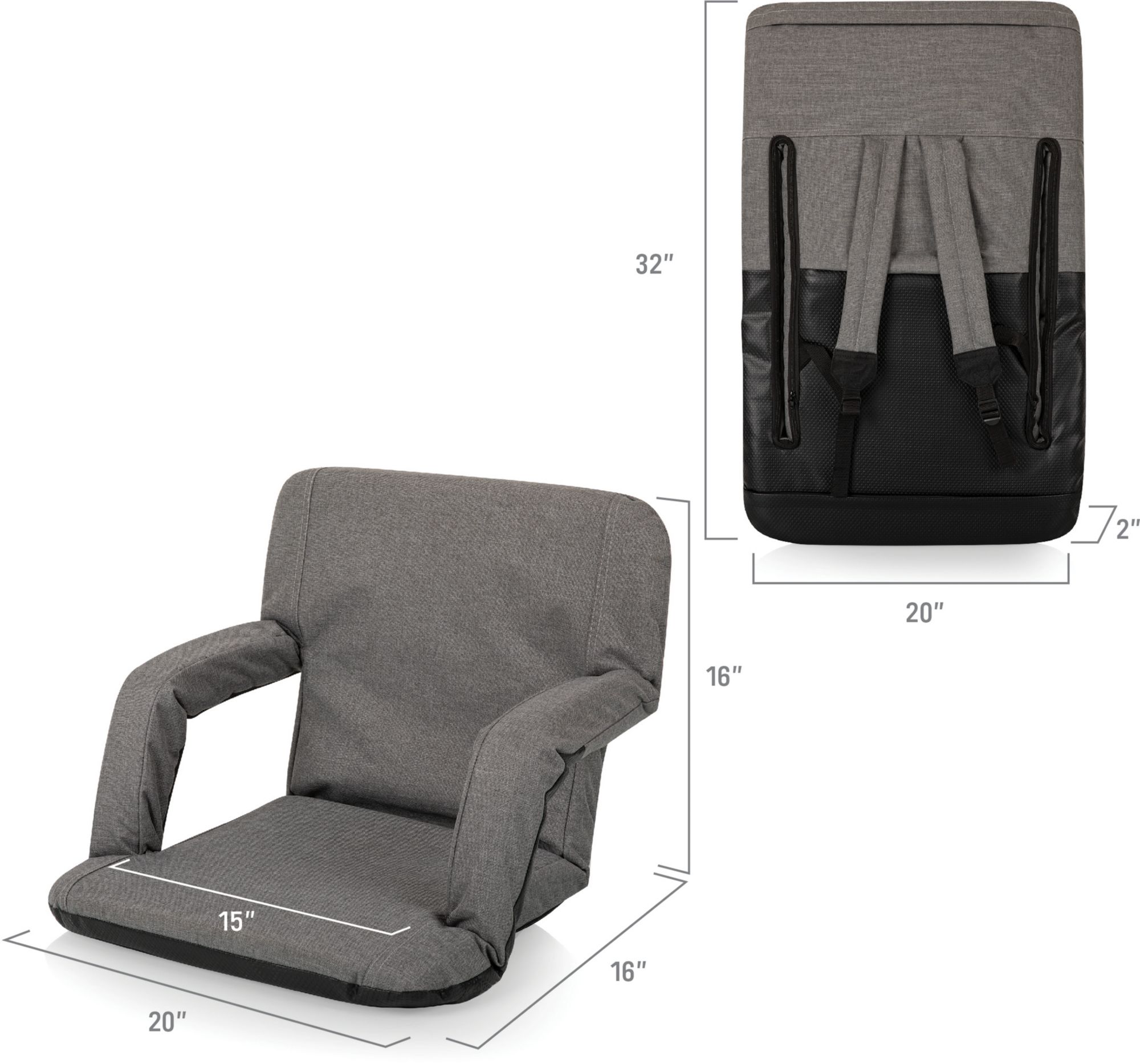 Picnic Time Pittsburgh Steelers Gray Reclining Stadium Seat product image