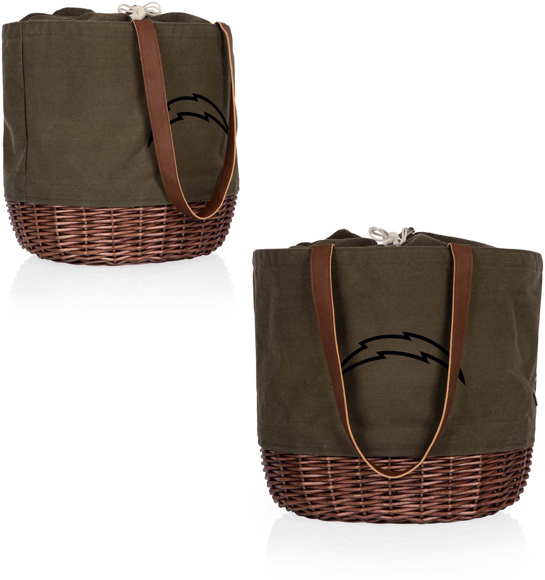 Picnic Time Los Angeles Chargers Coronado Canvas and Willow Basket Tote