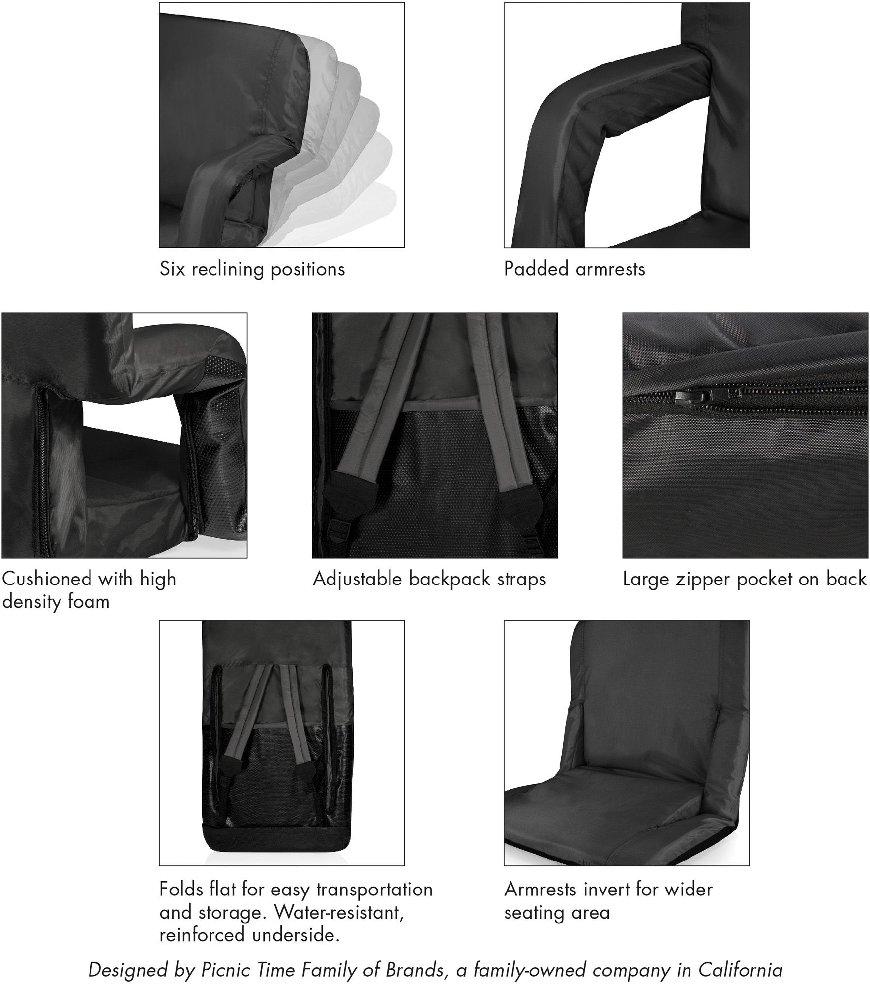 Picnic Time Washington Commanders Gray Reclining Stadium Seat product image