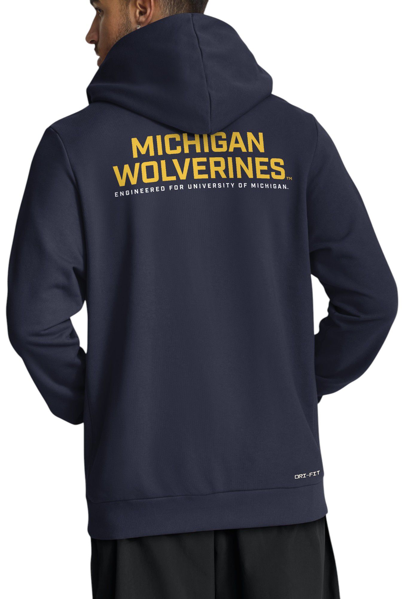 Jordan Men's Michigan Wolverines College Navy Dri-FIT Sideline Full-Zip Hoodie product image