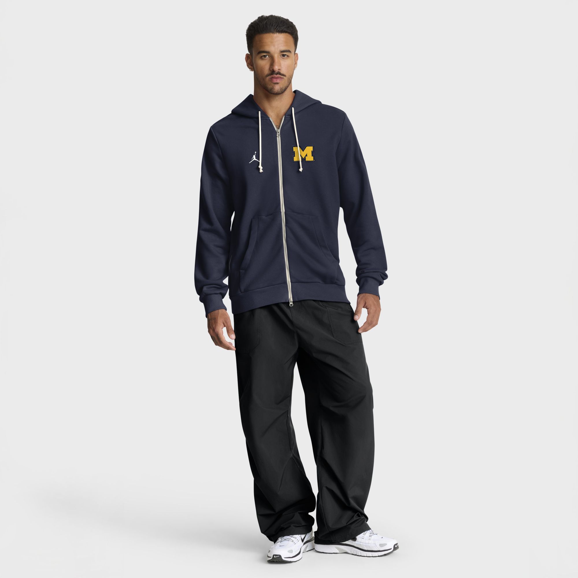 Jordan Men's Michigan Wolverines College Navy Dri-FIT Sideline Full-Zip Hoodie product image