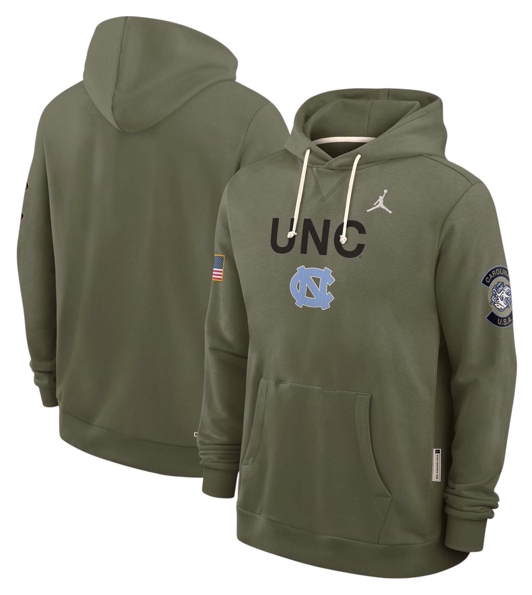 Jordan Men's North Carolina Tar Heels Medium Olive 2025 Military Appreciation Pullover Hoodie product image