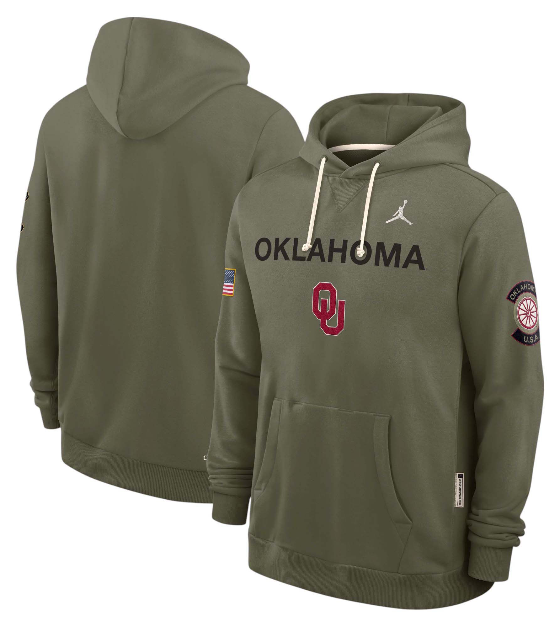 Jordan Men's Oklahoma Sooners Medium Olive 2025 Military Appreciation Pullover Hoodie product image
