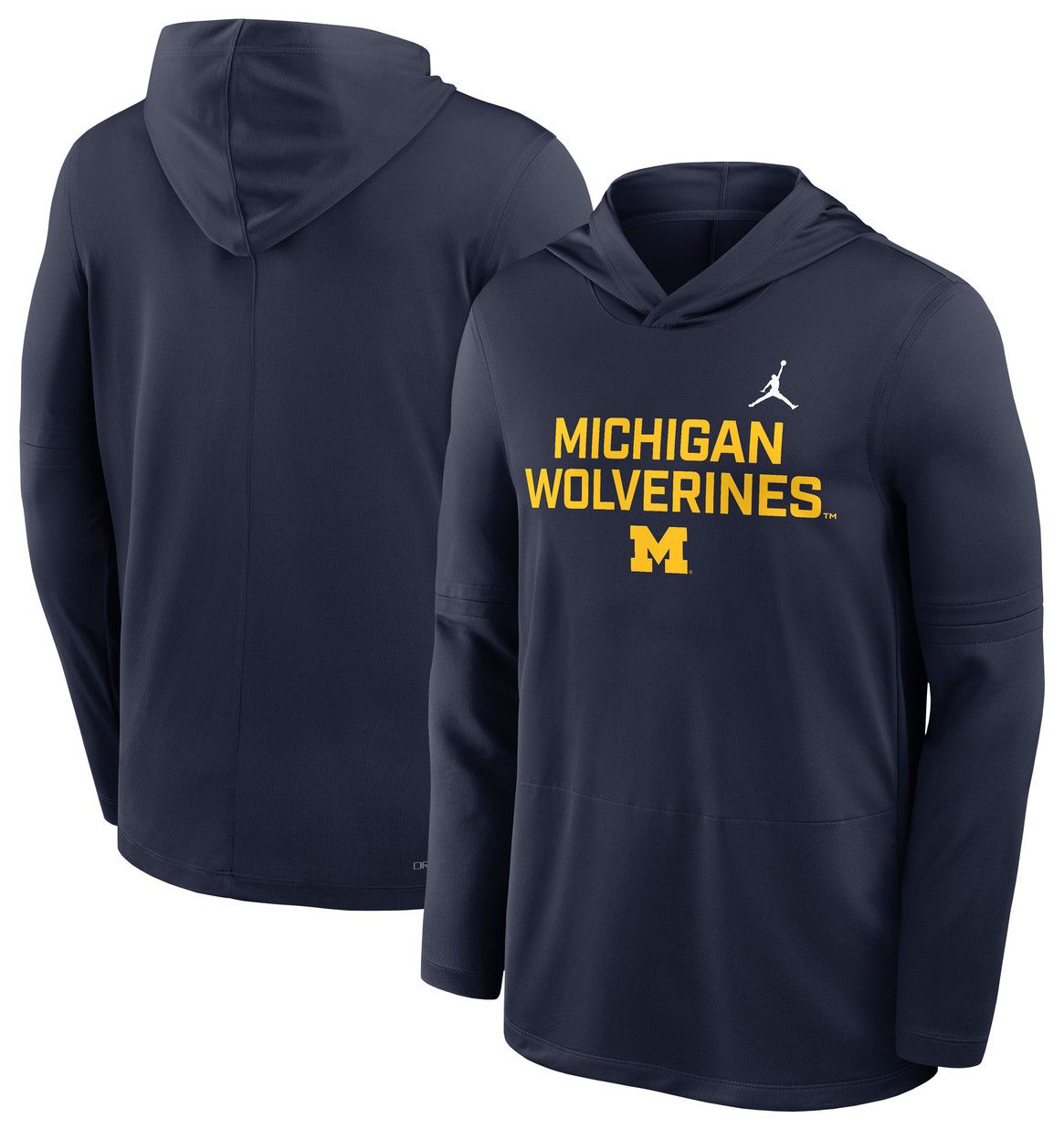 Jordan Men's Michigan Wolverines Navy Dri-FIT Long Sleeve Hoodie T-Shirt product image