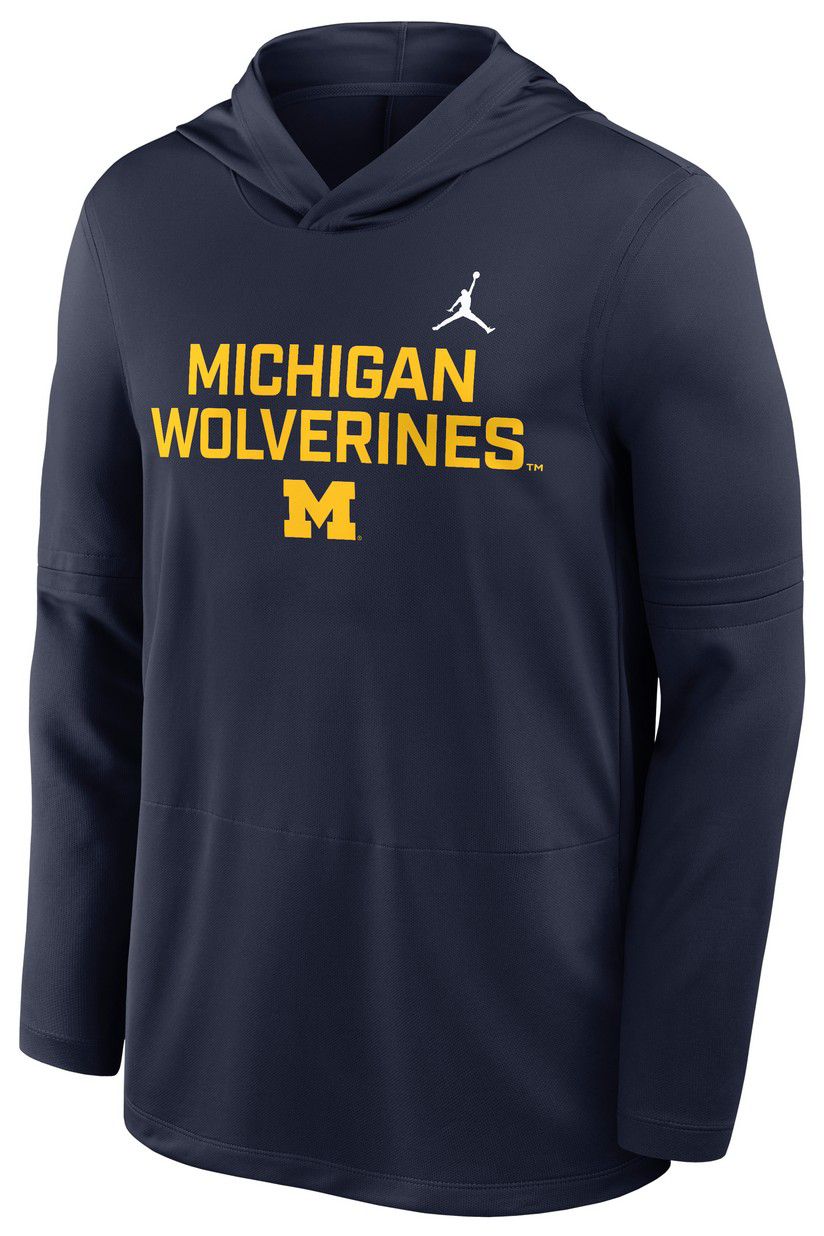 Jordan Men's Michigan Wolverines Navy Dri-FIT Long Sleeve Hoodie T-Shirt product image