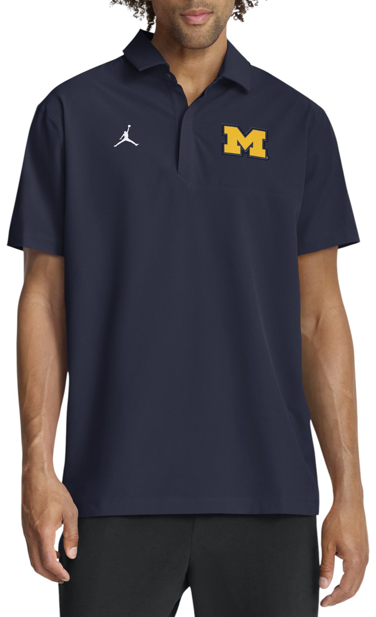 Jordan Men's Michigan Wolverines Navy Cotton Football Helmet Short Sleeve T-Shirt product image